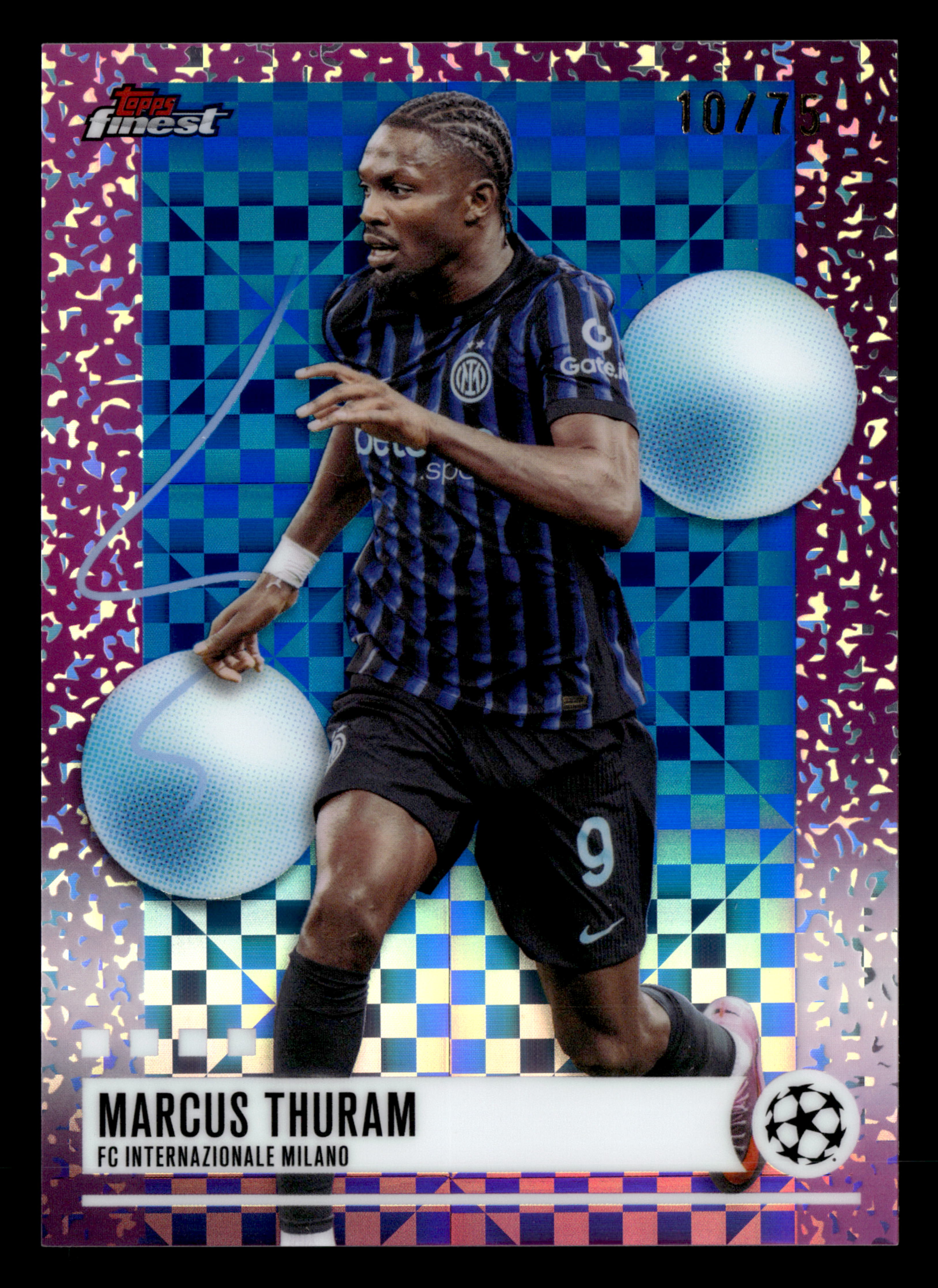 2025-26 Finest UCC #239 Marcus Thuram Blue Checkerboard Refractor #/75