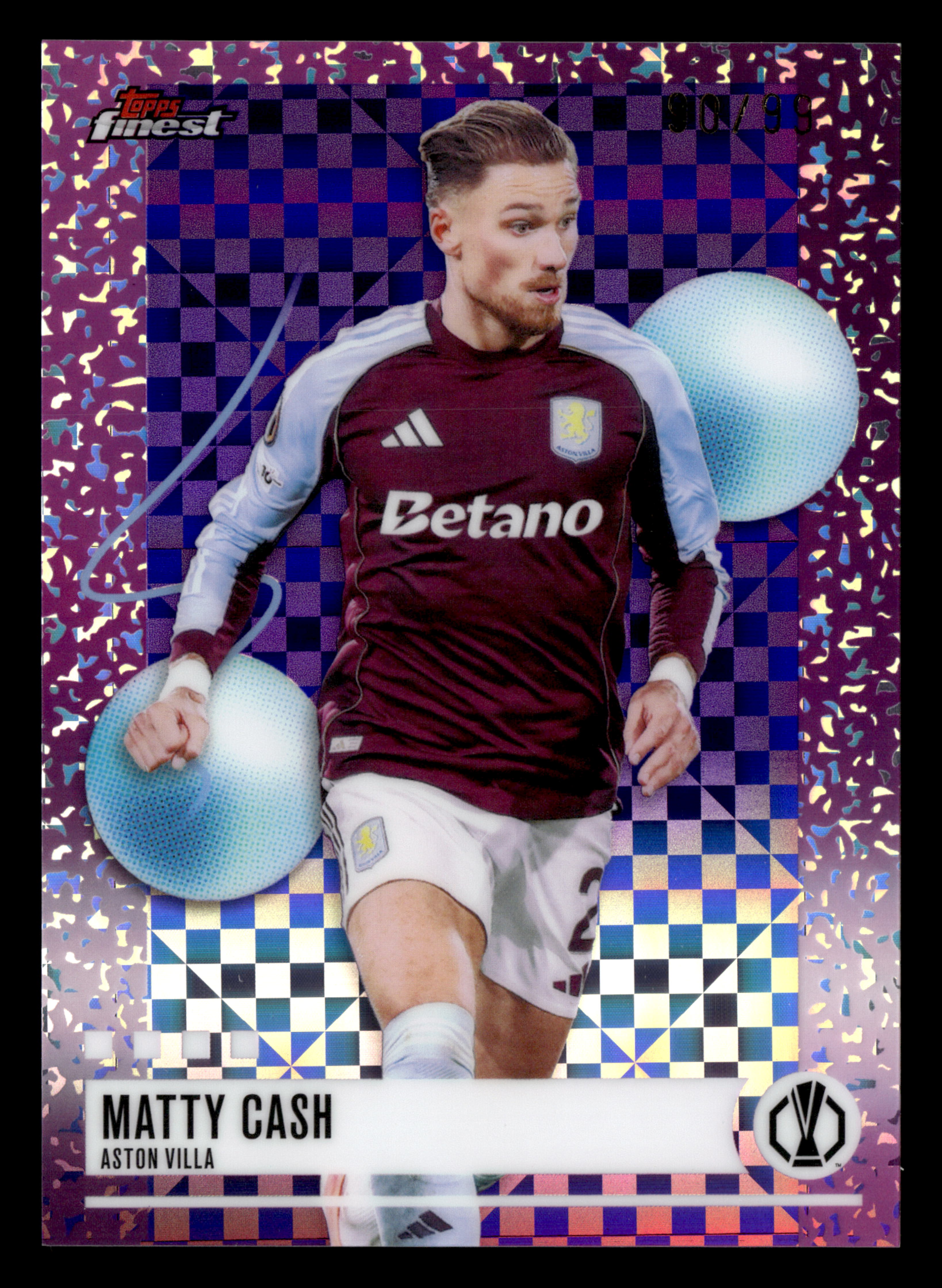 2025-26 Finest UCC #207 Matty Cash Purple Checkerboard Refractor #/99