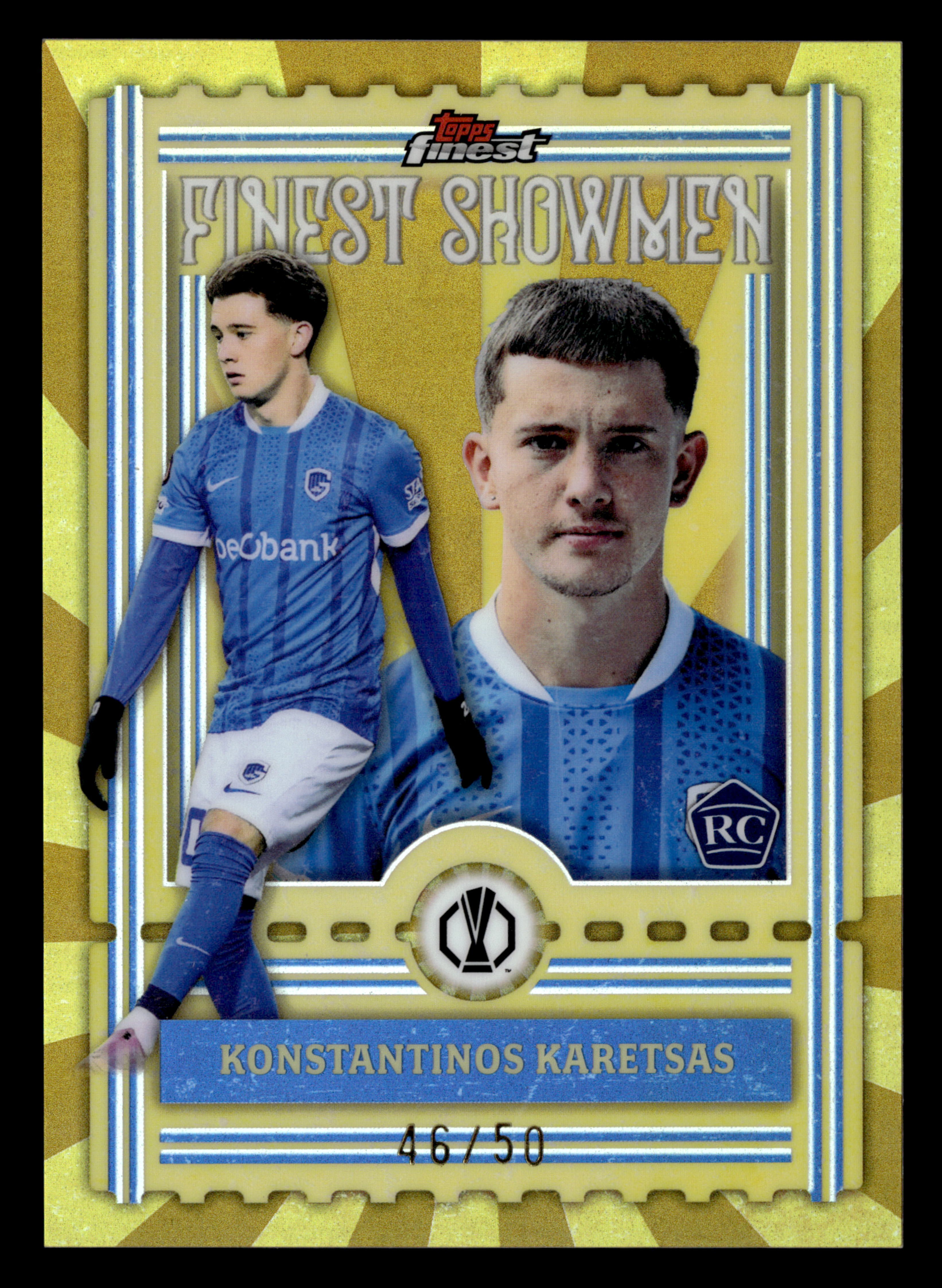 2025-26 Finest UCC #FS-6 Konstantinos Karetsas Showmen Gold Refractor #/50