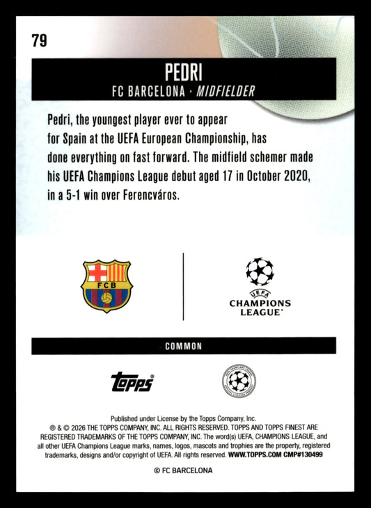 2025-26 Finest UEFA Club Competitions #79 Pedri Blue Checkerboard Refractor #/99