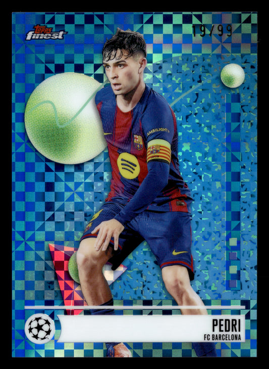 2025-26 Finest UEFA Club Competitions #79 Pedri Blue Checkerboard Refractor #/99