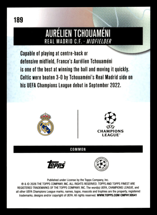 2025-26 Finest UCC #189 Aurélien Tchouaméni Black Refractor #/20