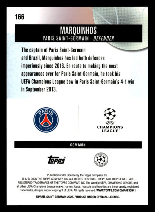 2025-26 Finest UEFA Club Competitions #166 Marquinhos Green Refractor #/75