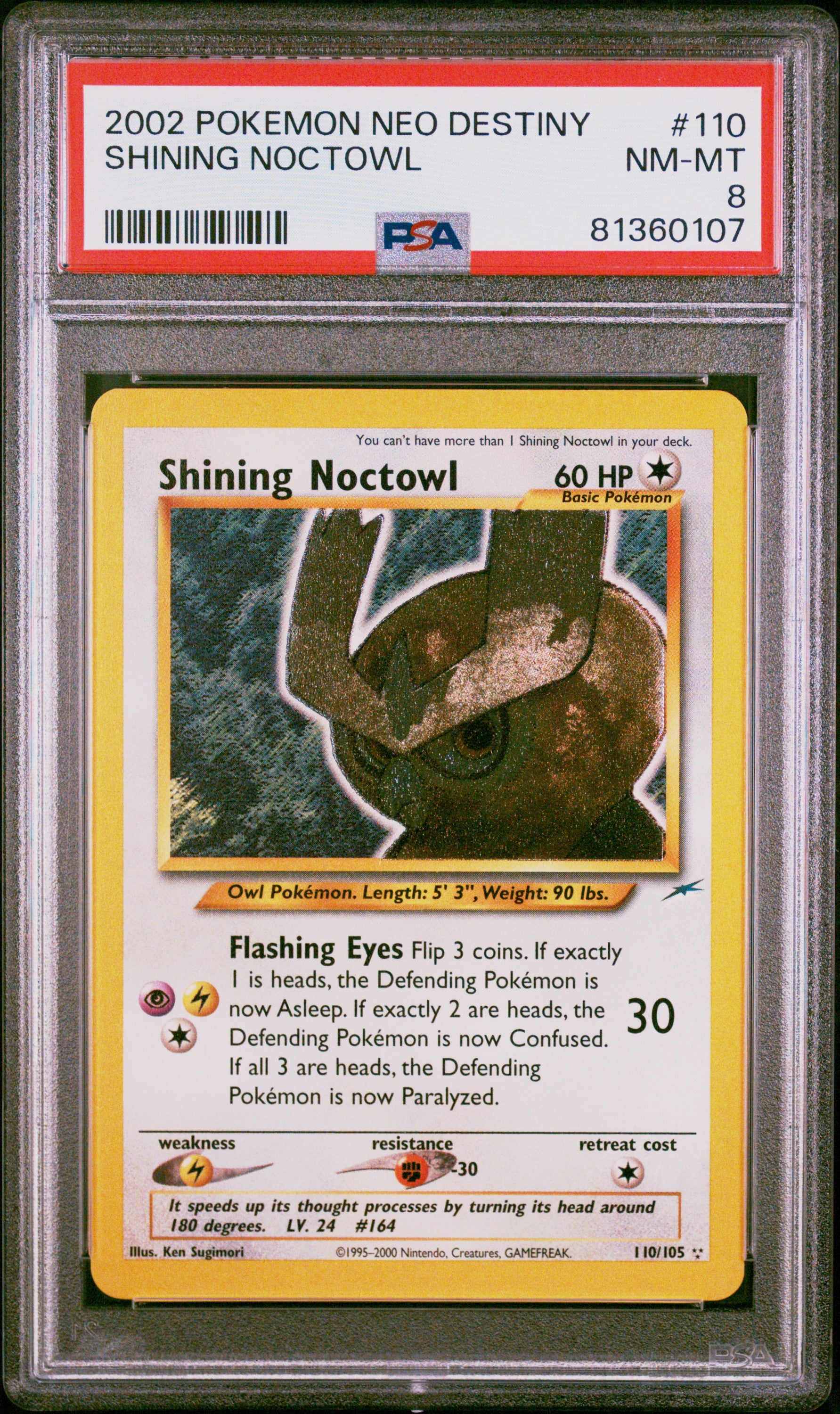 2002 Pokemon Neo Destiny #110 Shining Noctowl PSA 8