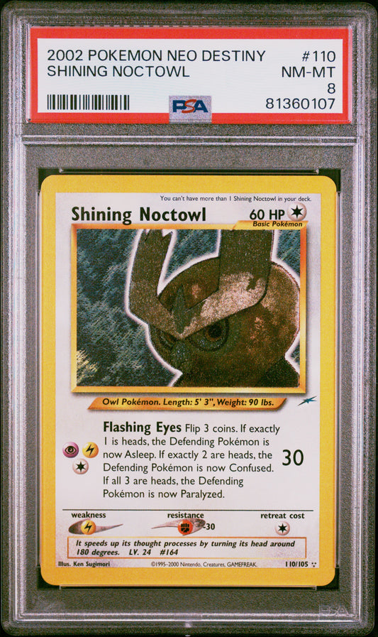 2002 Pokemon Neo Destiny #110 Shining Noctowl PSA 8