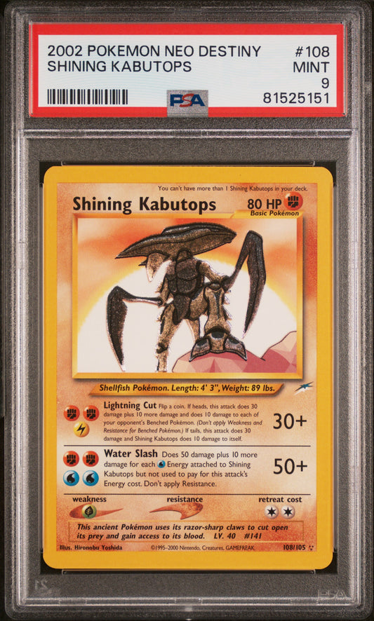 2002 Pokemon Neo Destiny #108 Shining Kabutops PSA 9