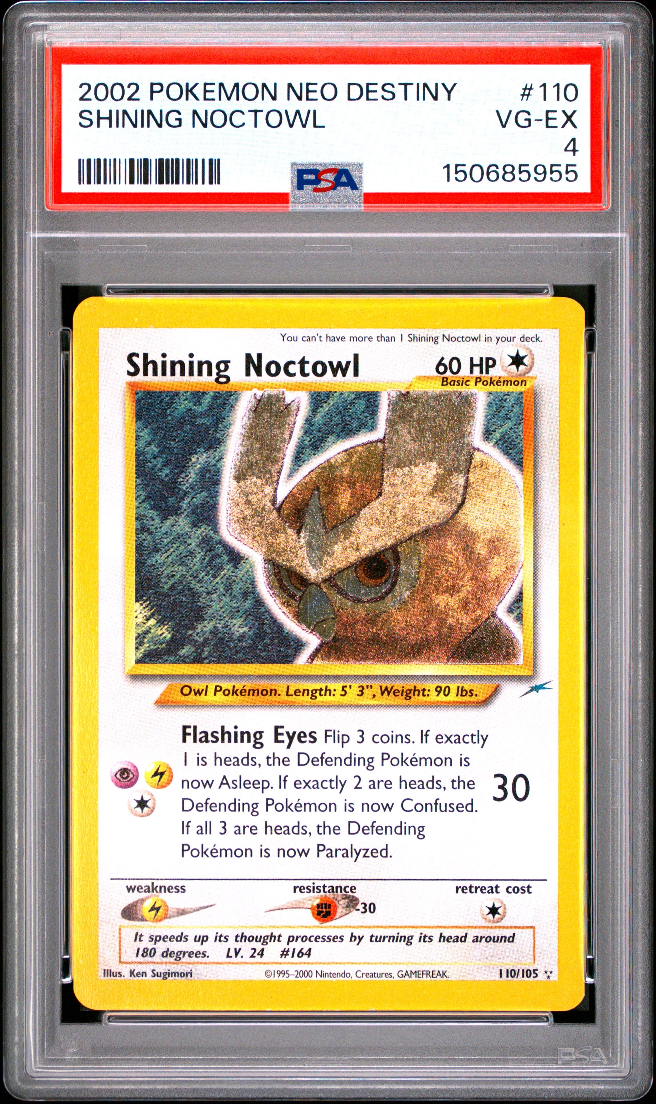 2002 Pokemon Neo Destiny #110 Shining Noctowl PSA 4