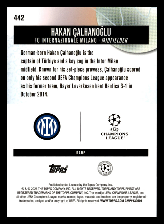 2025-26 Finest UCC #442 Hakan Çalhanoğlu Blue Refractor #/99