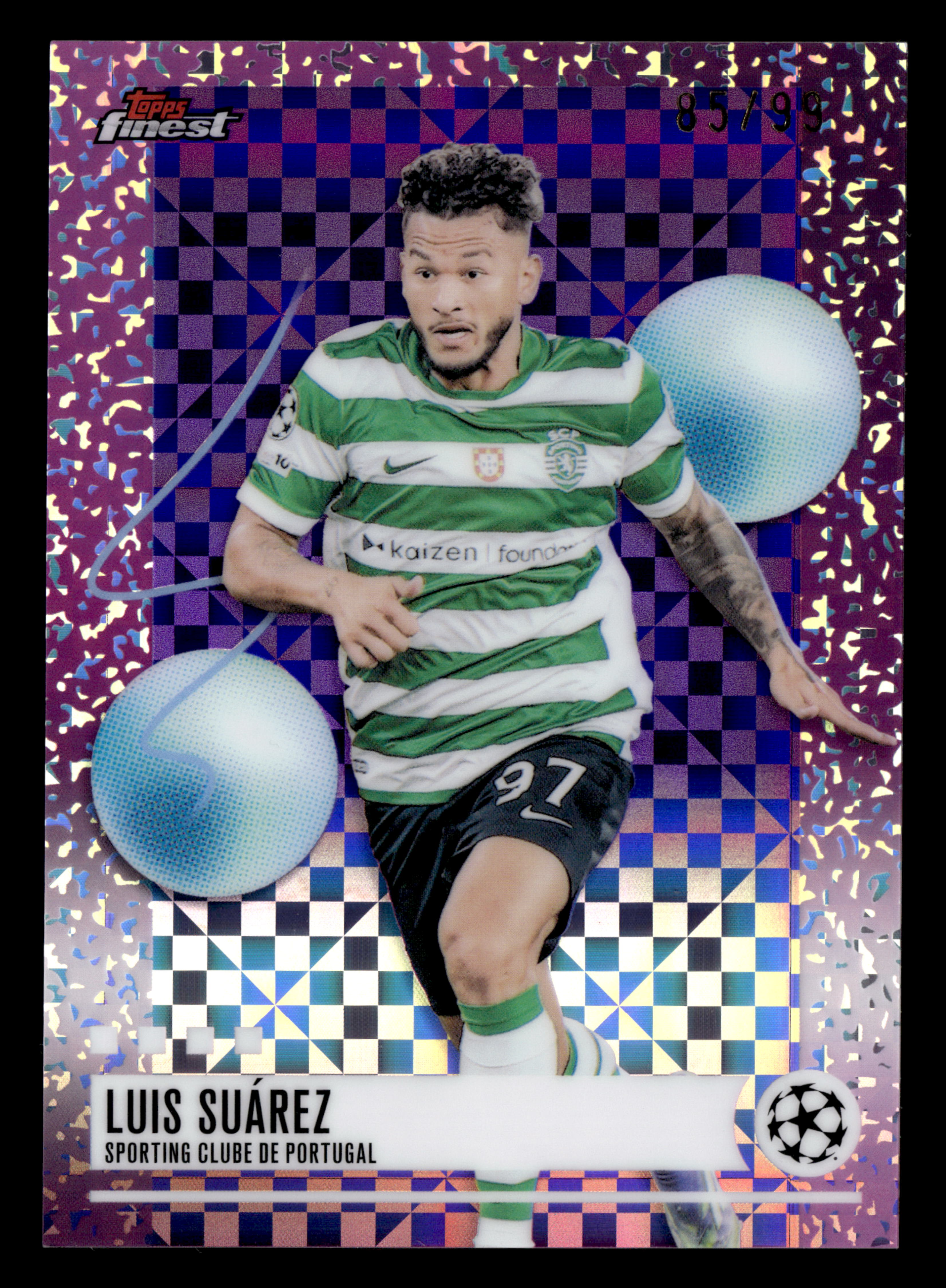 2025-26 Finest UCC #316 Luis Suárez Purple Checkerboard Refractor #/99
