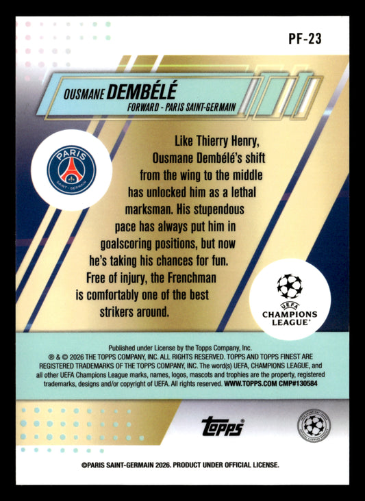 2025-26 Finest UCC #PF-23 Ousmane Dembélé PFs Gold Refractor #/50