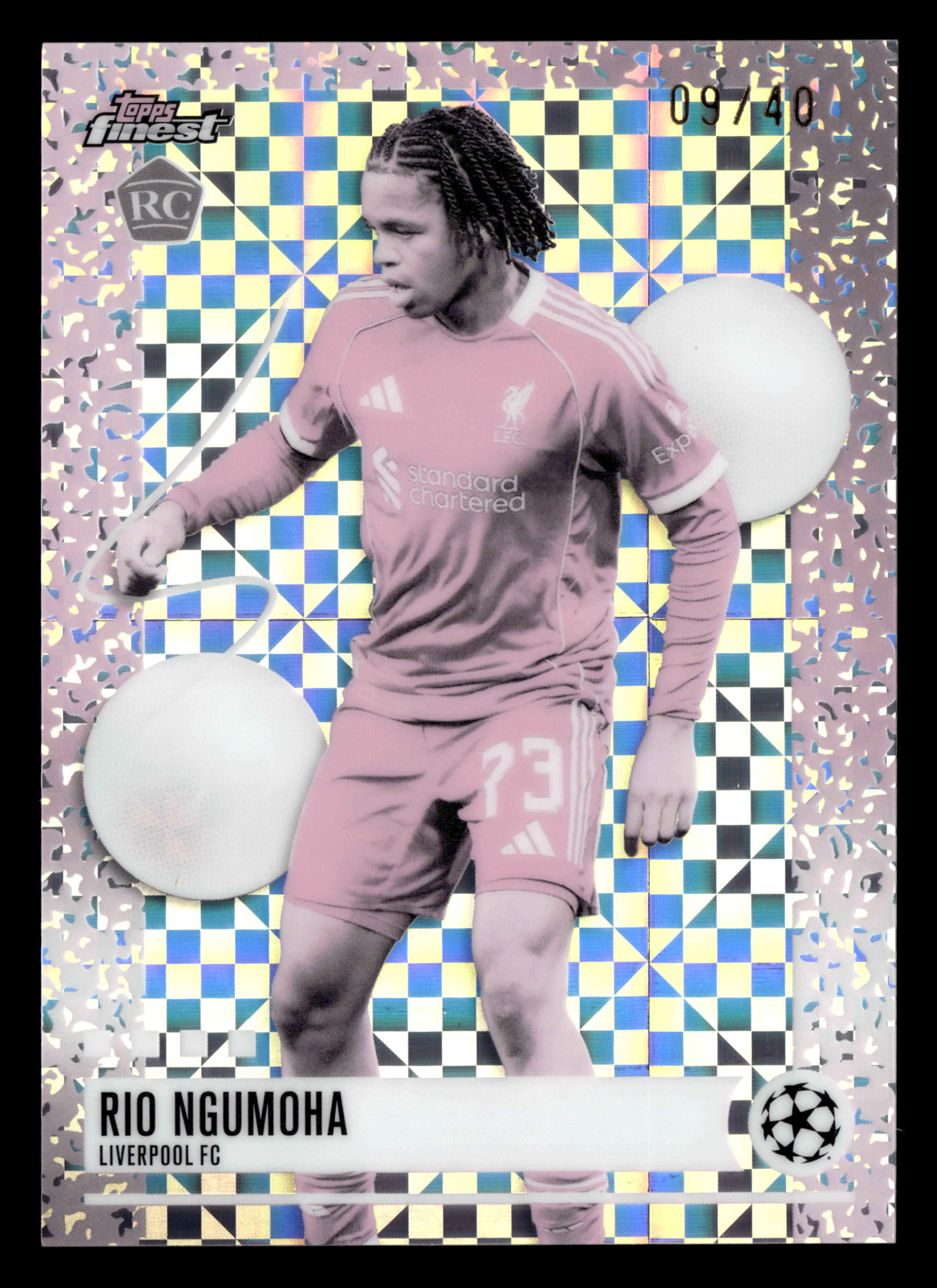 2025-26 Finest UCC #350 Rio Ngumoha Pearl Checkerboard Refractor #/40