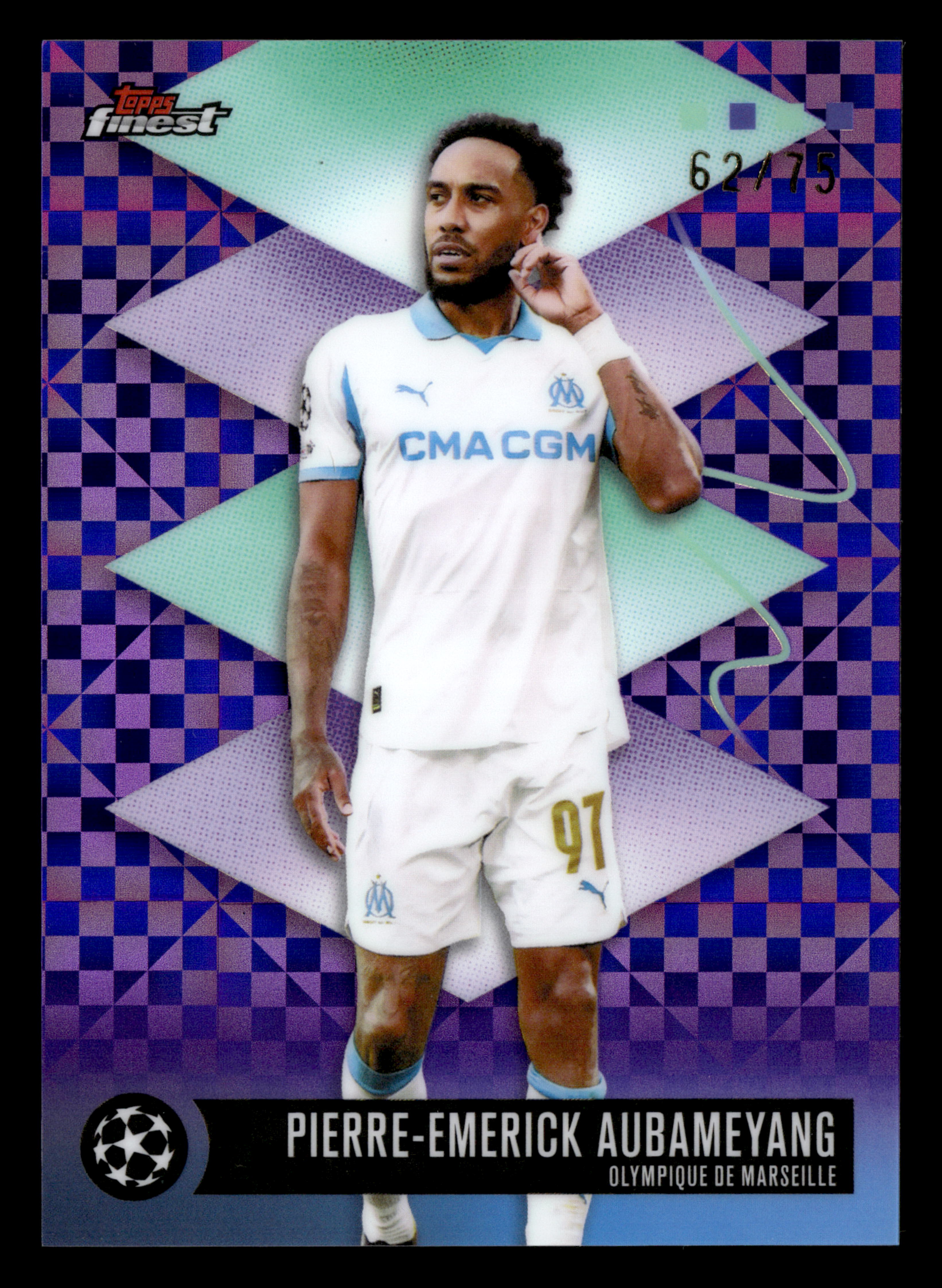 2025-26 Finest UCC #563 Pierre-Emerick Aubameyang Purple Checkerboard #/75