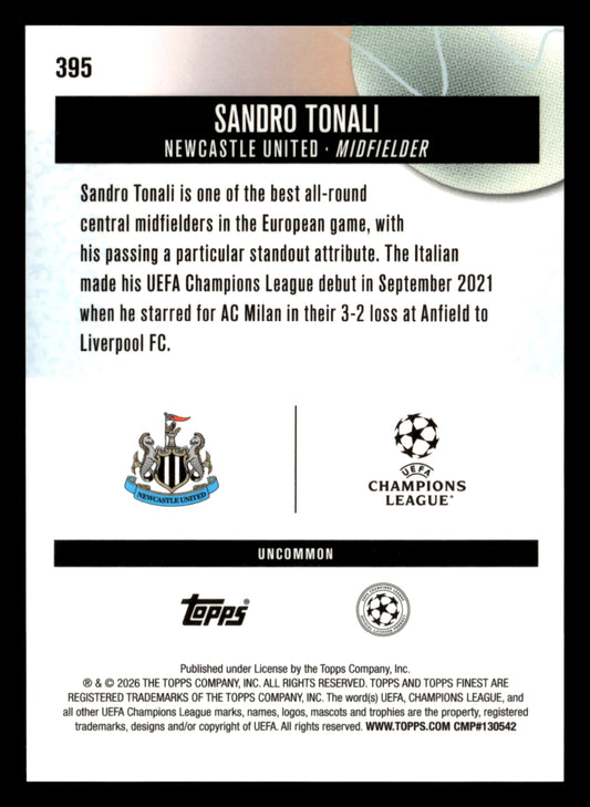 2025-26 Finest UEFA Club Competitions #395 Sandro Tonali Green Refractor #/35