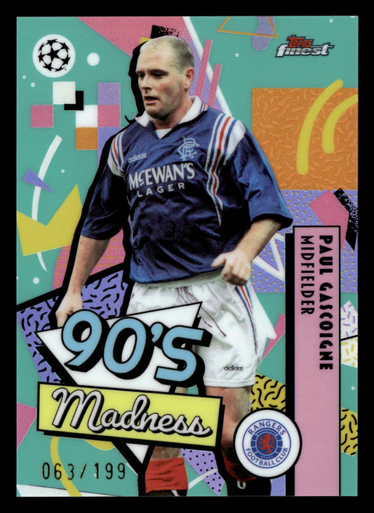 2025-26 Finest UCC #MAD-8 Paul Gascoigne 90s Madness Aqua Refractor #/199