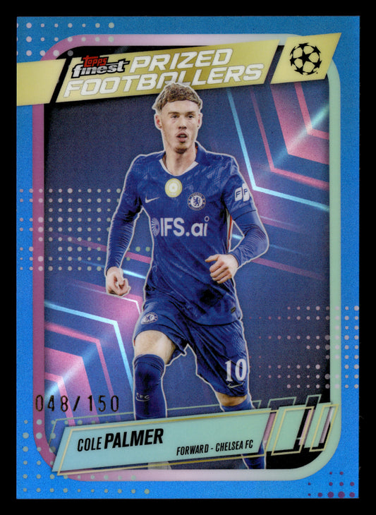 2025-26 Finest UCC #PF-19 Cole Palmer Prized Footballers Blue Refractor #/150