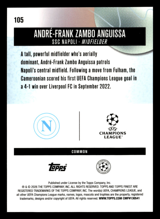 2025-26 Finest UCC #105 André-Frank Zambo Anguissa Purple Checkerboard #/150