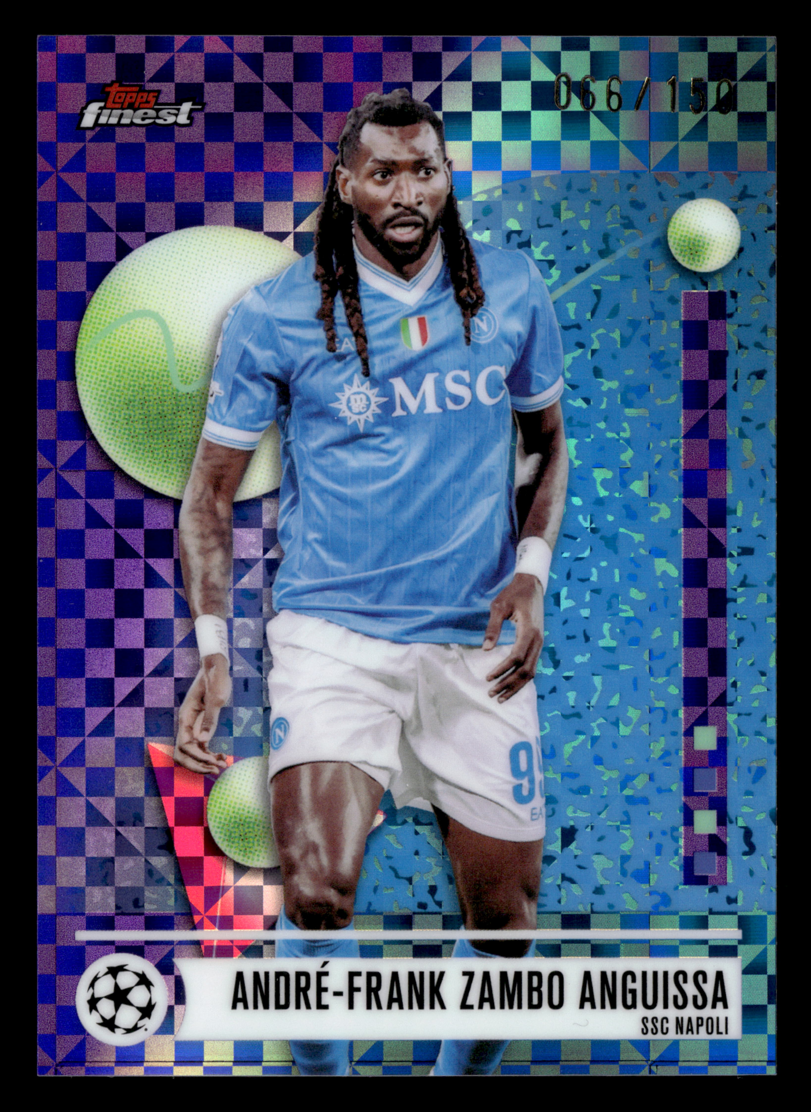 2025-26 Finest UCC #105 André-Frank Zambo Anguissa Purple Checkerboard #/150