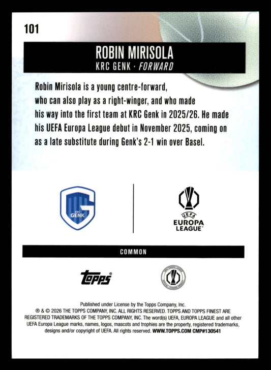 2025-26 Finest UEFA Club Competitions #101 Robin Mirisola Green Refractor #/75