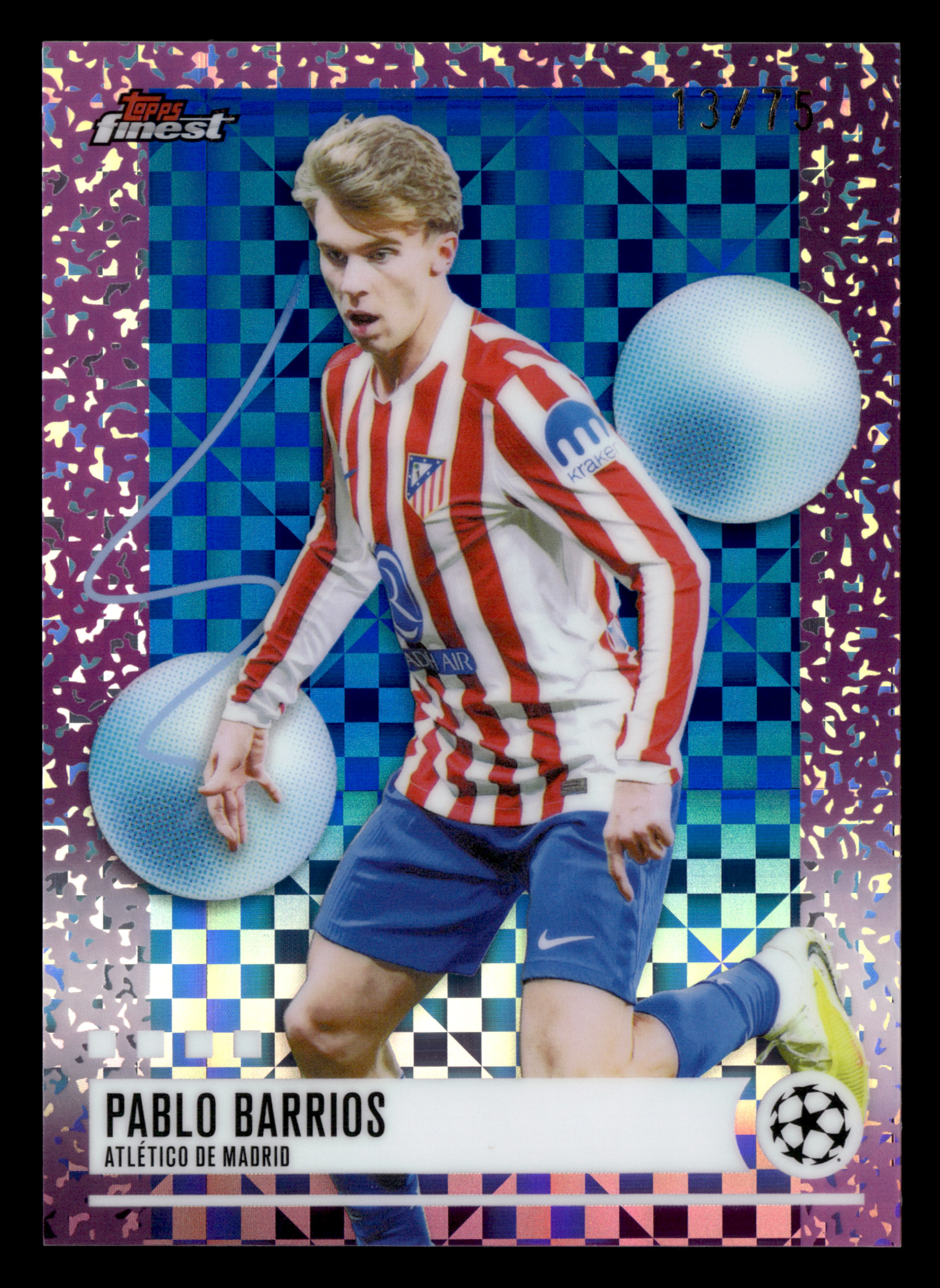 2025-26 Finest UCC #230 Pablo Barrios Blue Checkerboard Refractor #/75