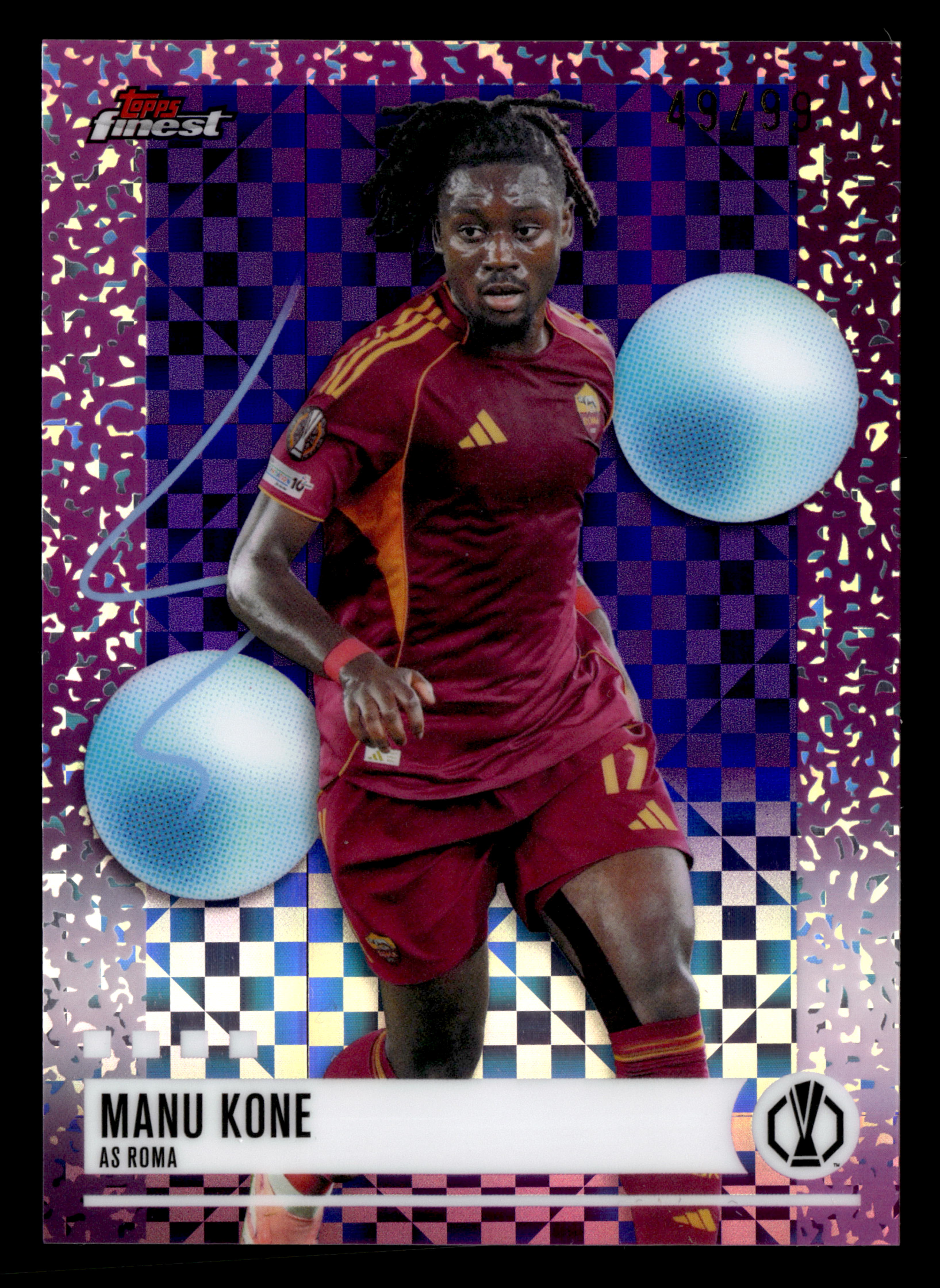 2025-26 Finest UCC #213 Manu Kone Purple Checkerboard Refractor #/99