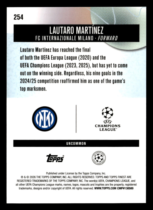 2025-26 Finest UCC #254 Lautaro Martínez Orange Refractor #/20