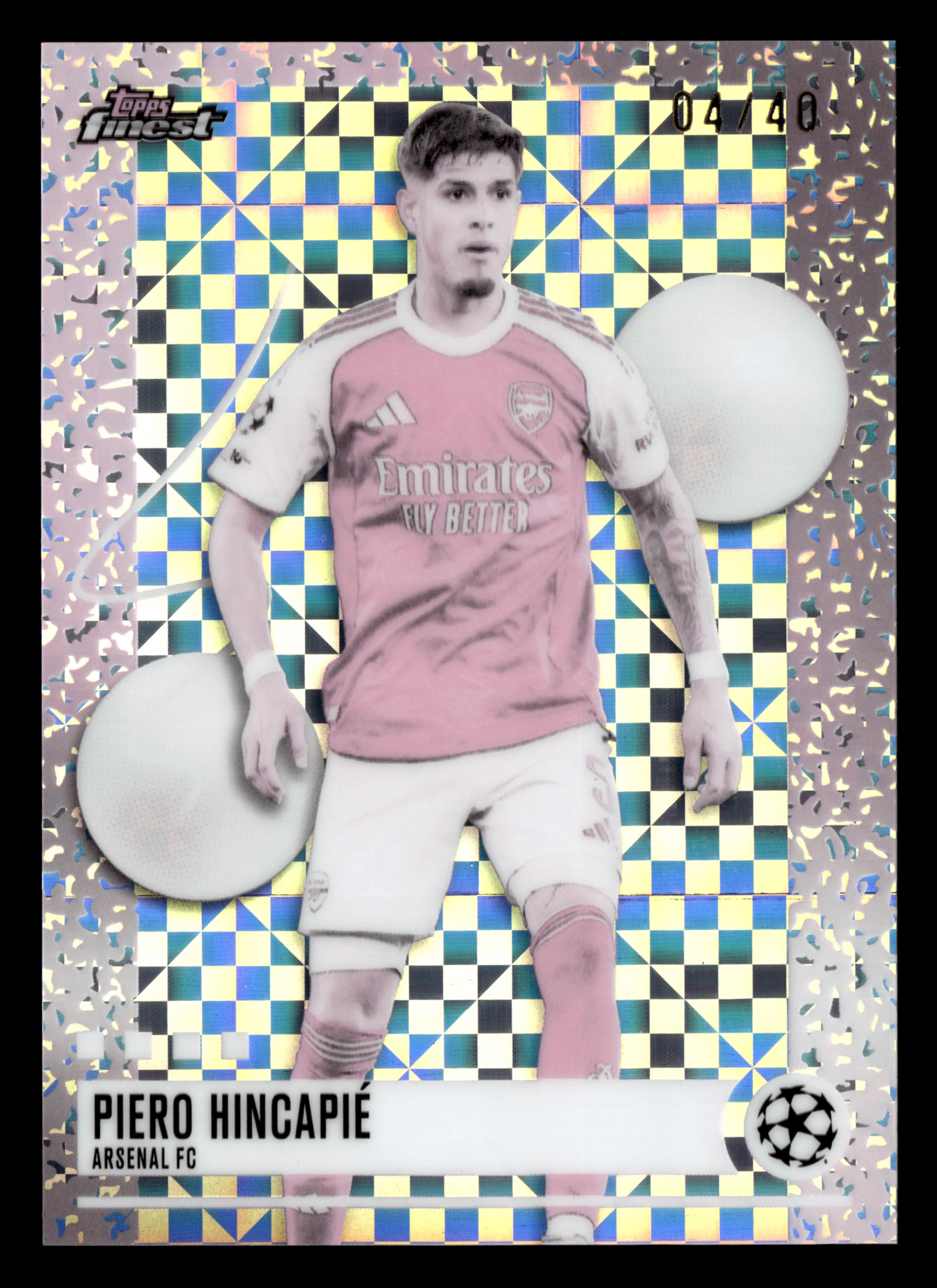 2025-26 Finest UCC #262 Piero Hincapié Pearl Checkerboard Refractor #/40