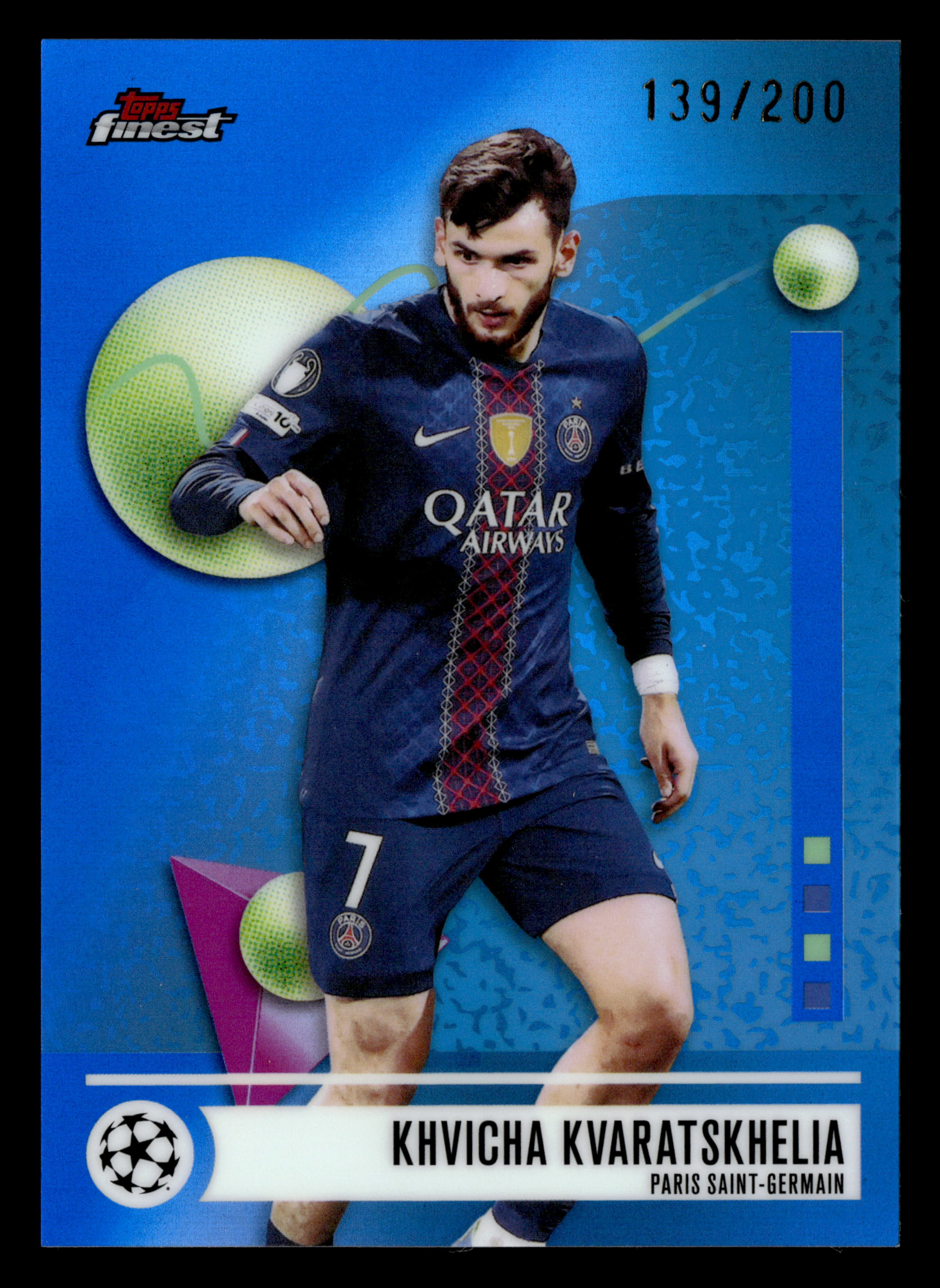 2025-26 Finest UCC #157 Khvicha Kvaratskhelia Blue Refractor #/200