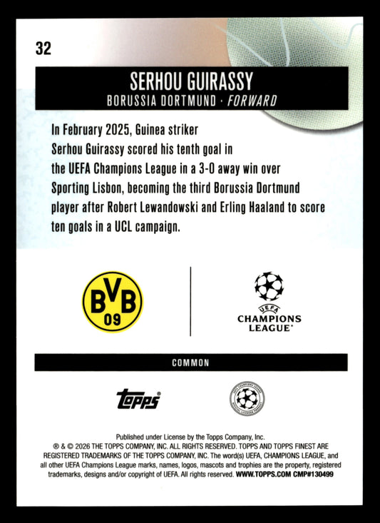 2025-26 Finest UEFA Club Competitions #32 Serhou Guirassy Gold Refractor #/50
