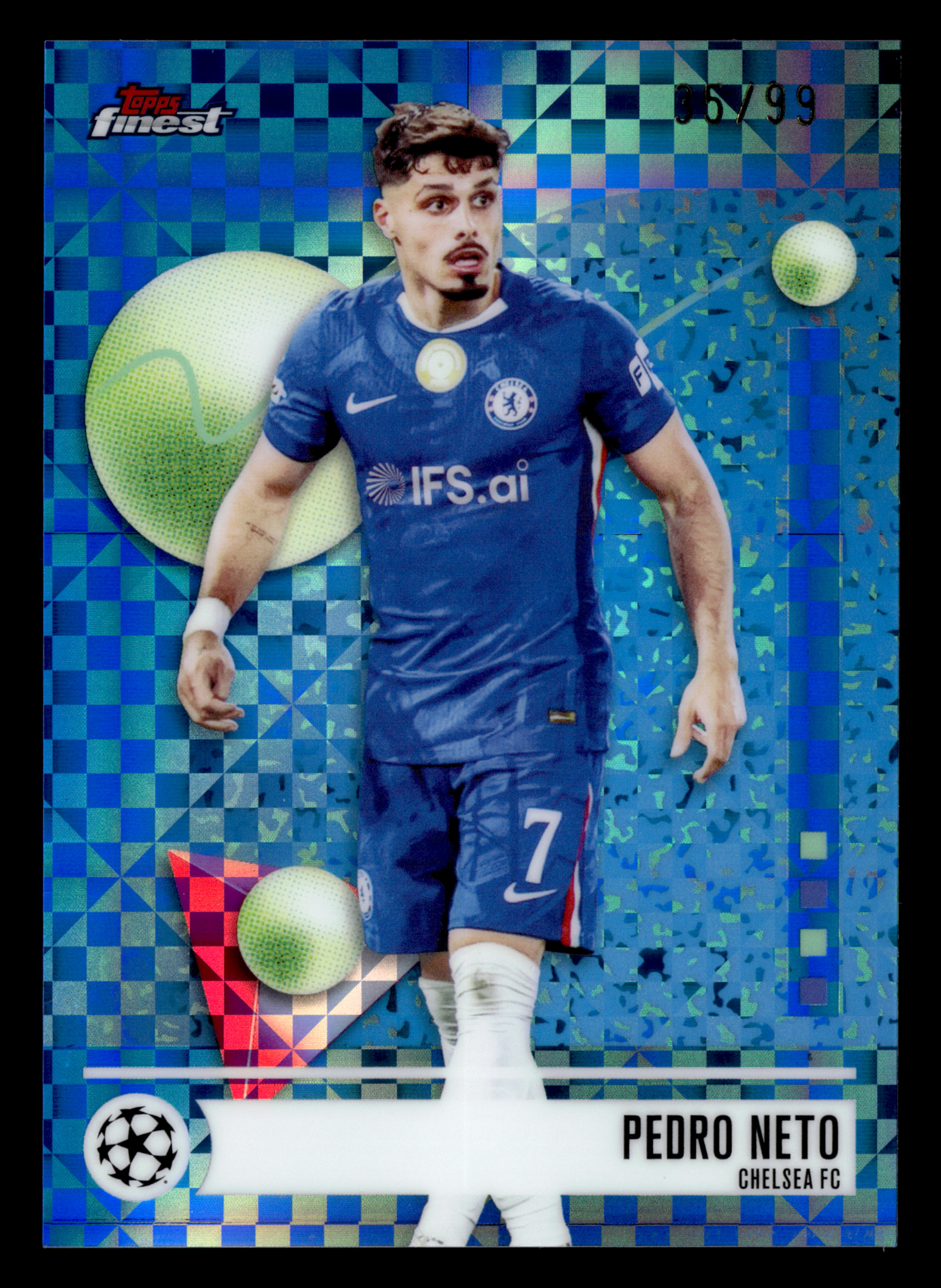 2025-26 Finest UCC #96 Pedro Neto Blue Checkerboard Refractor #/99
