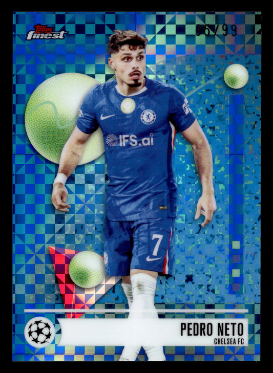 2025-26 Finest UCC #96 Pedro Neto Blue Checkerboard Refractor #/99
