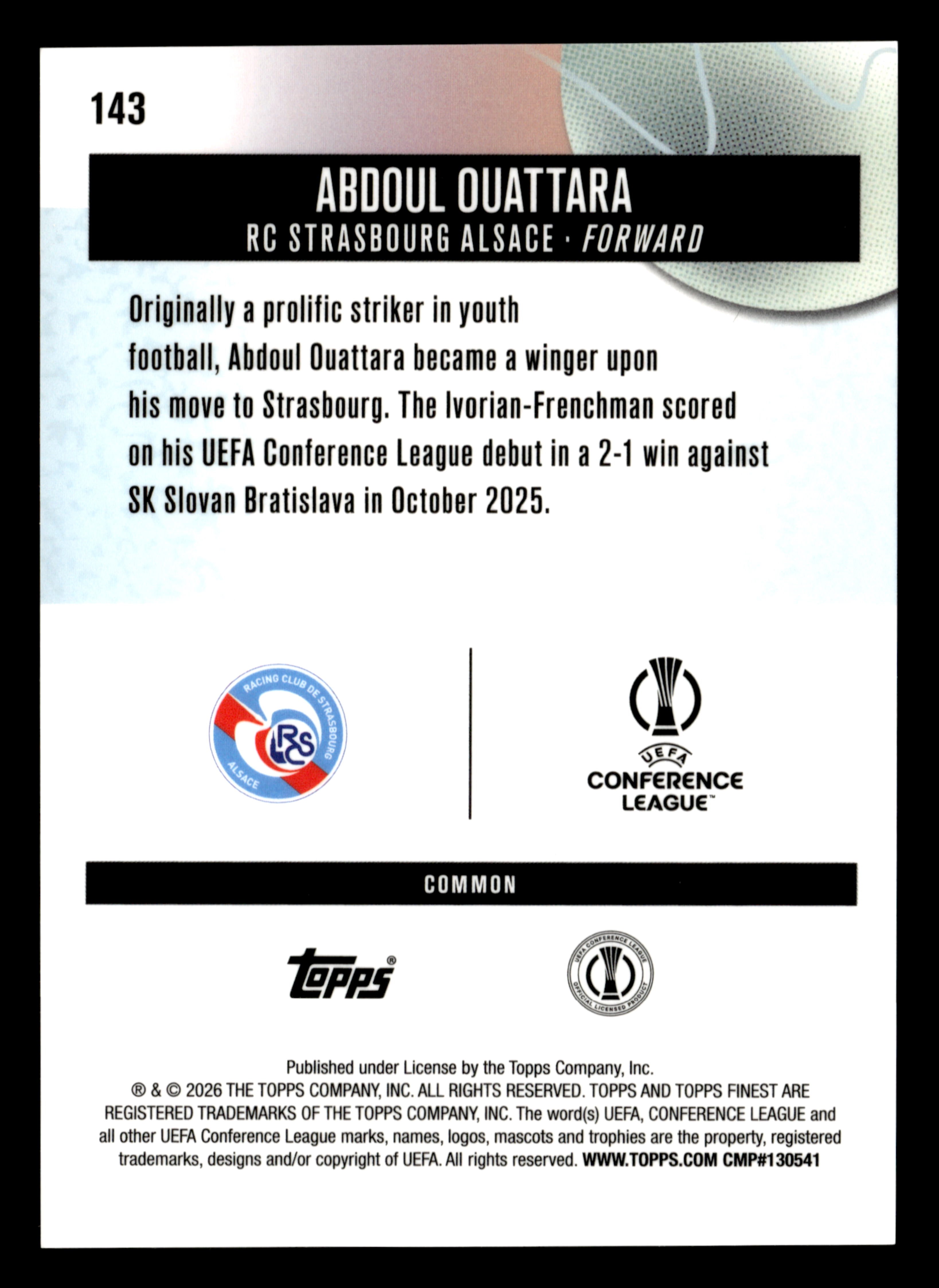 2025-26 Finest UEFA Club Competitions #143 Abdoul Ouattara Green Refractor #/75