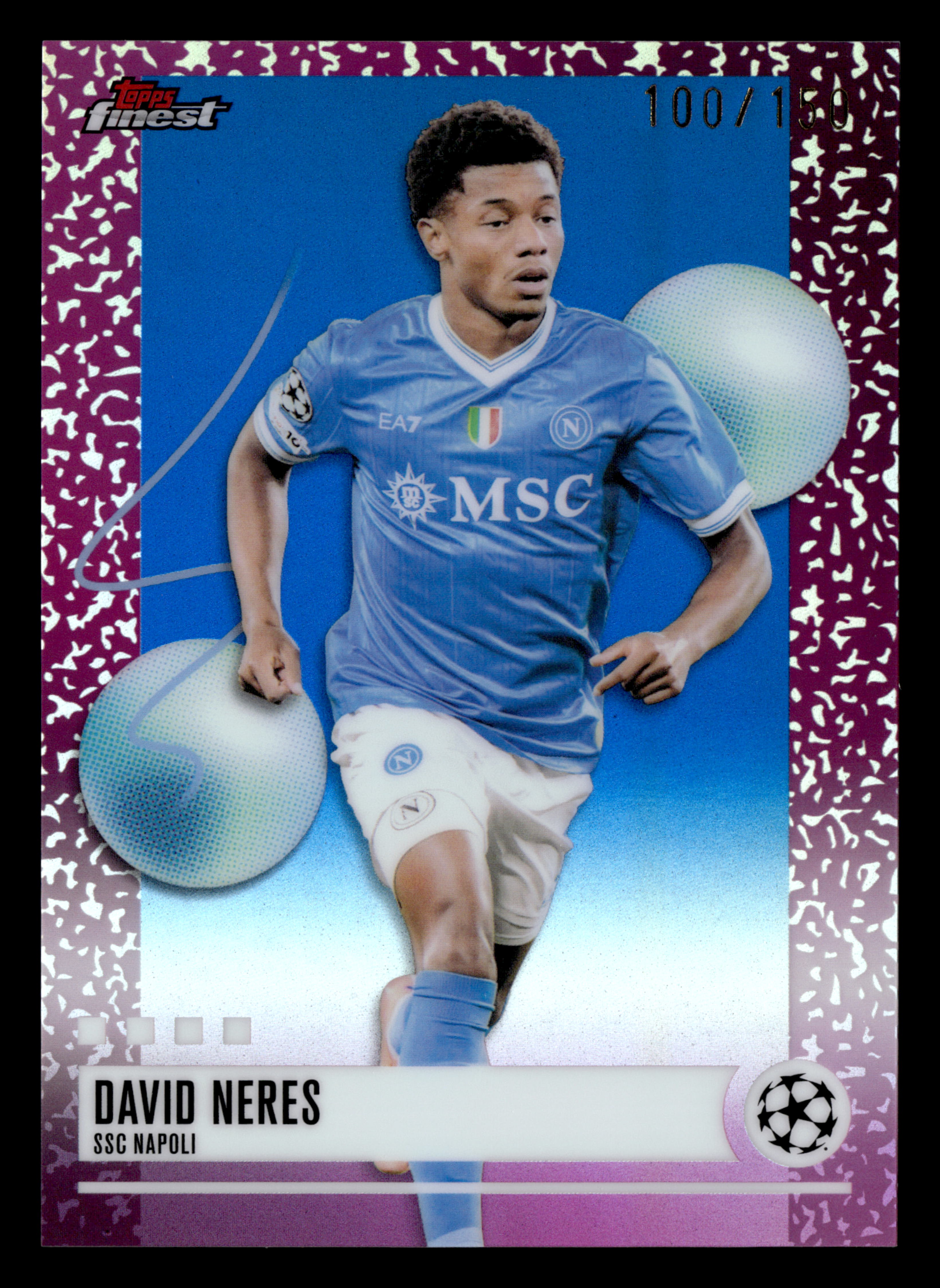 2025-26 Finest UEFA Club Competitions #324 David Neres Blue Refractor #/150