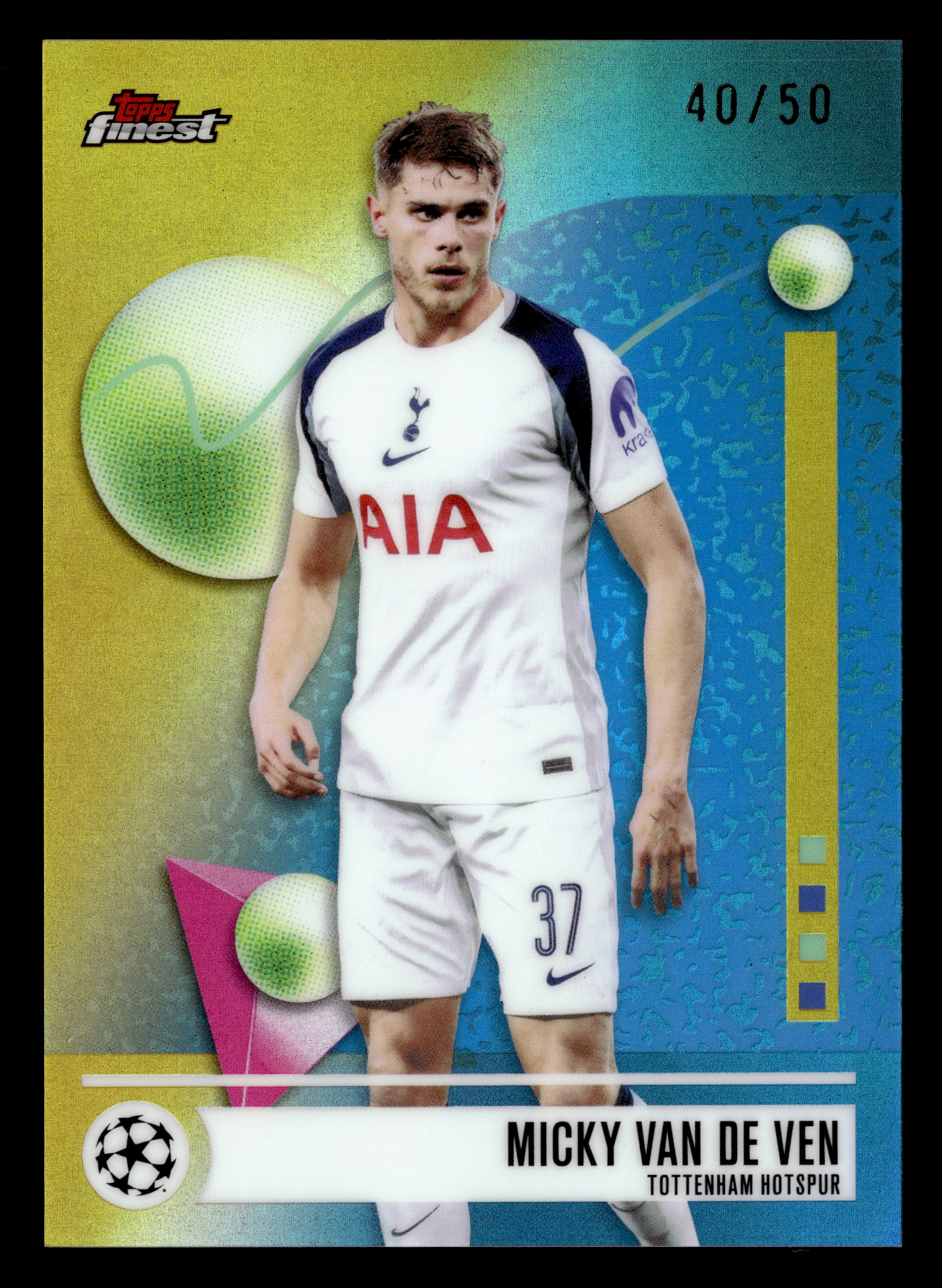 2025-26 Finest UEFA Club Competitions #197 Micky van de Ven Gold Refractor #/50
