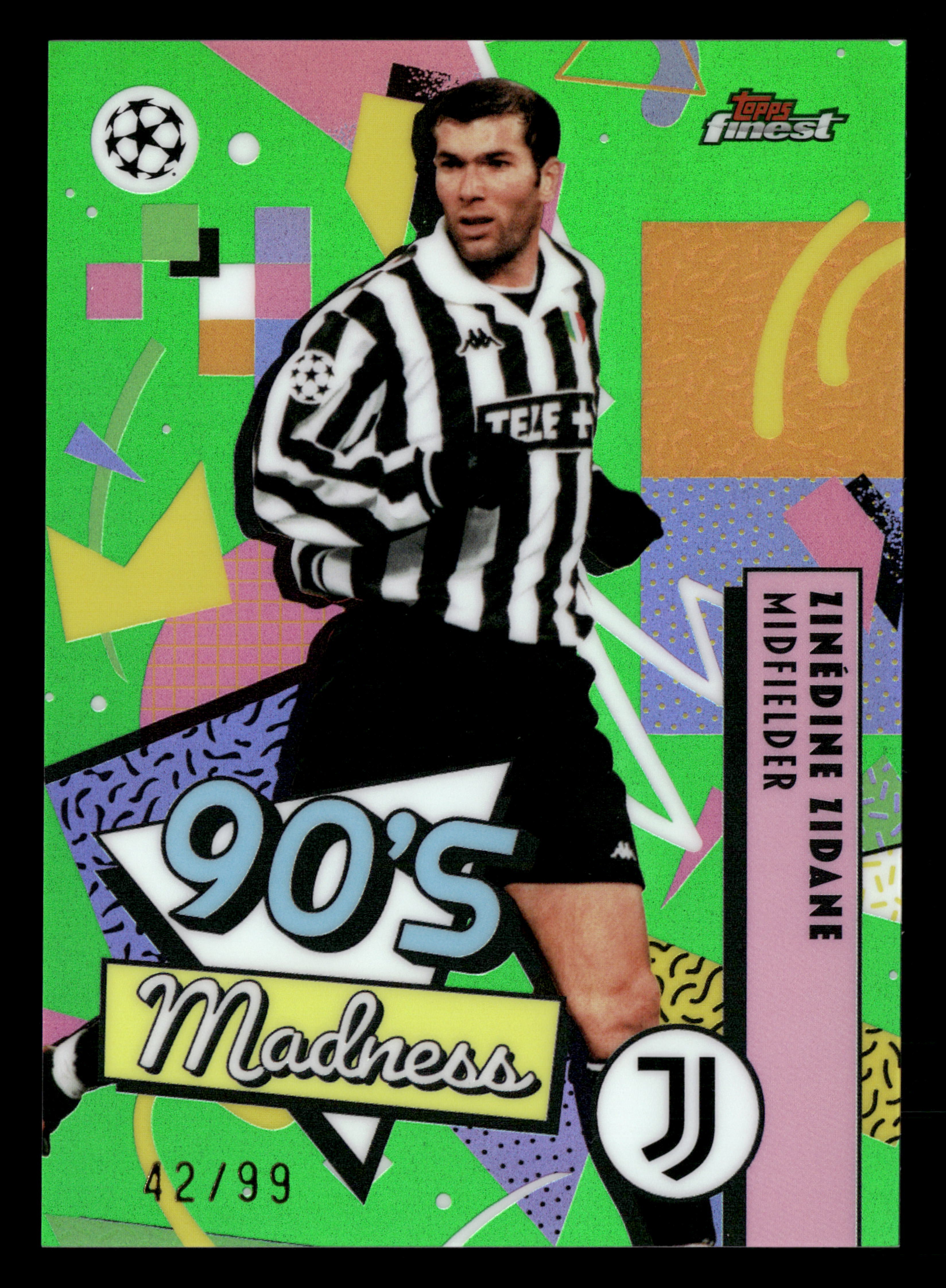 2025-26 Finest UCC #MAD-7 Zinédine Zidane 90s Madness Green Refractor #/99
