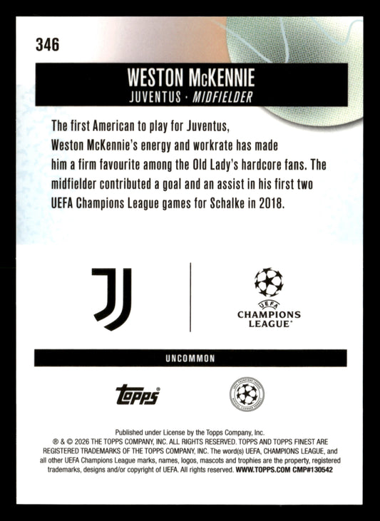2025-26 Finest UCC #346 Weston McKennie Blue Checkerboard Refractor #/75