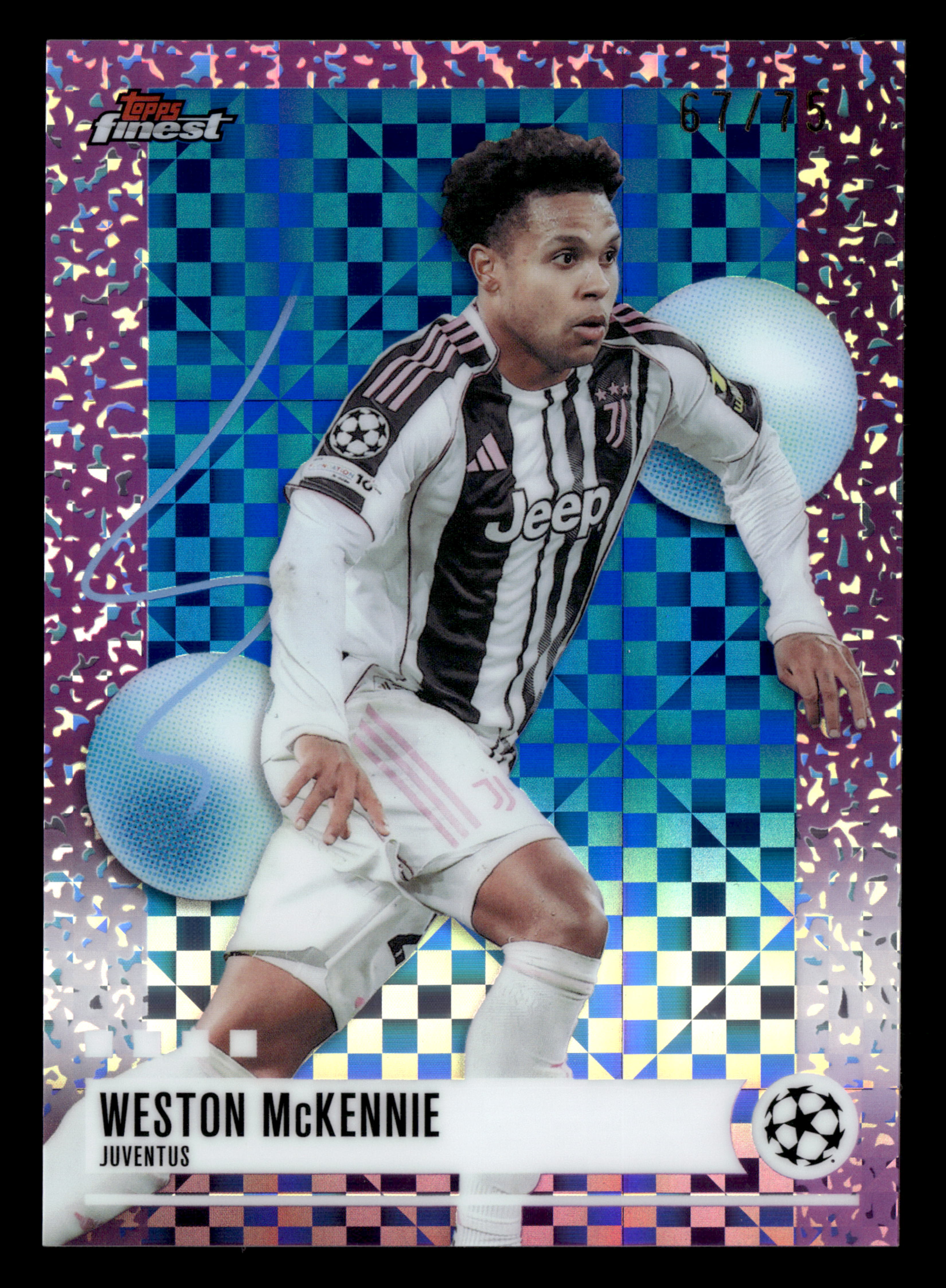 2025-26 Finest UCC #346 Weston McKennie Blue Checkerboard Refractor #/75