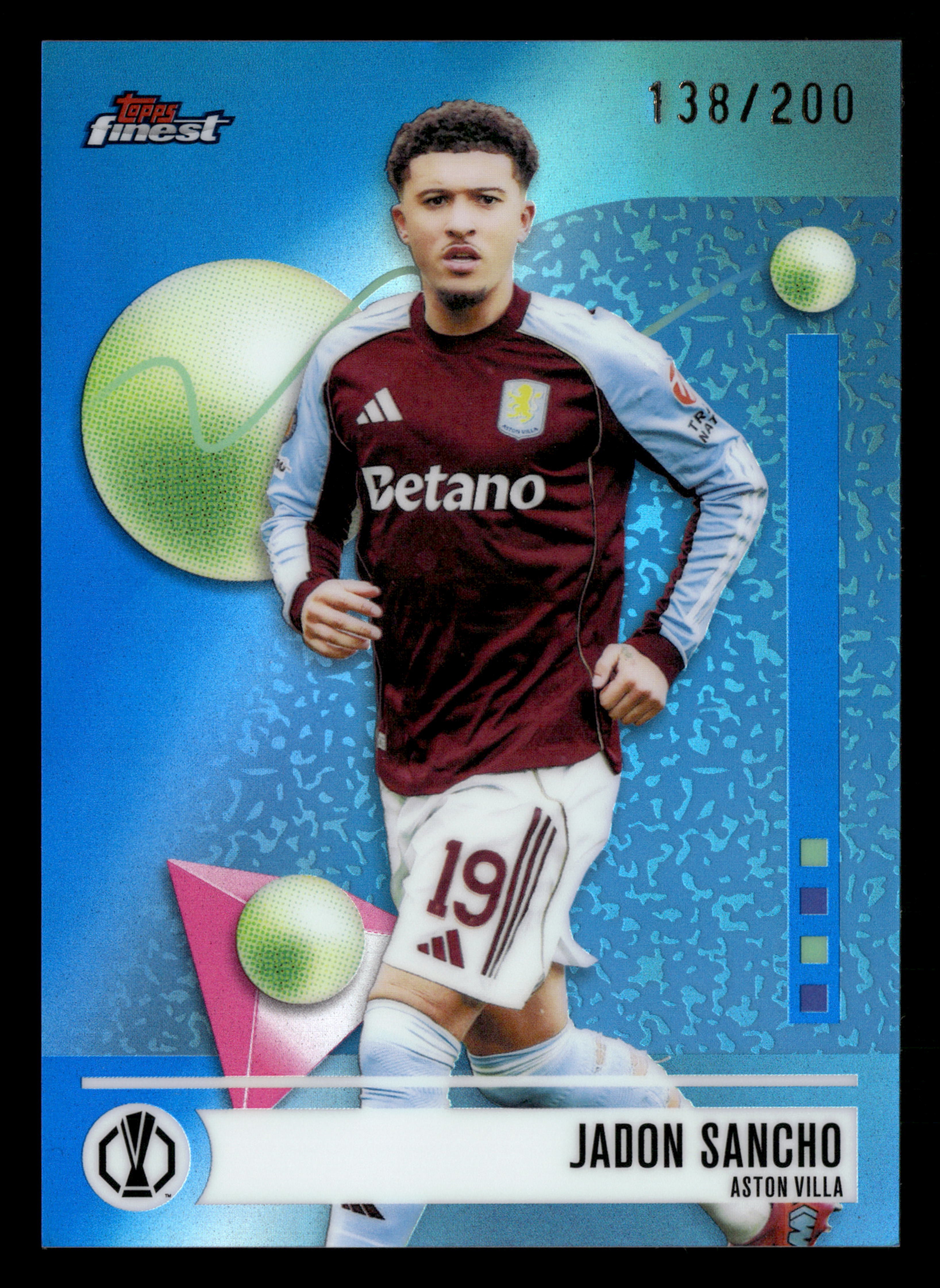 2025-26 Finest UEFA Club Competitions #17 Jadon Sancho Blue Refractor #/200