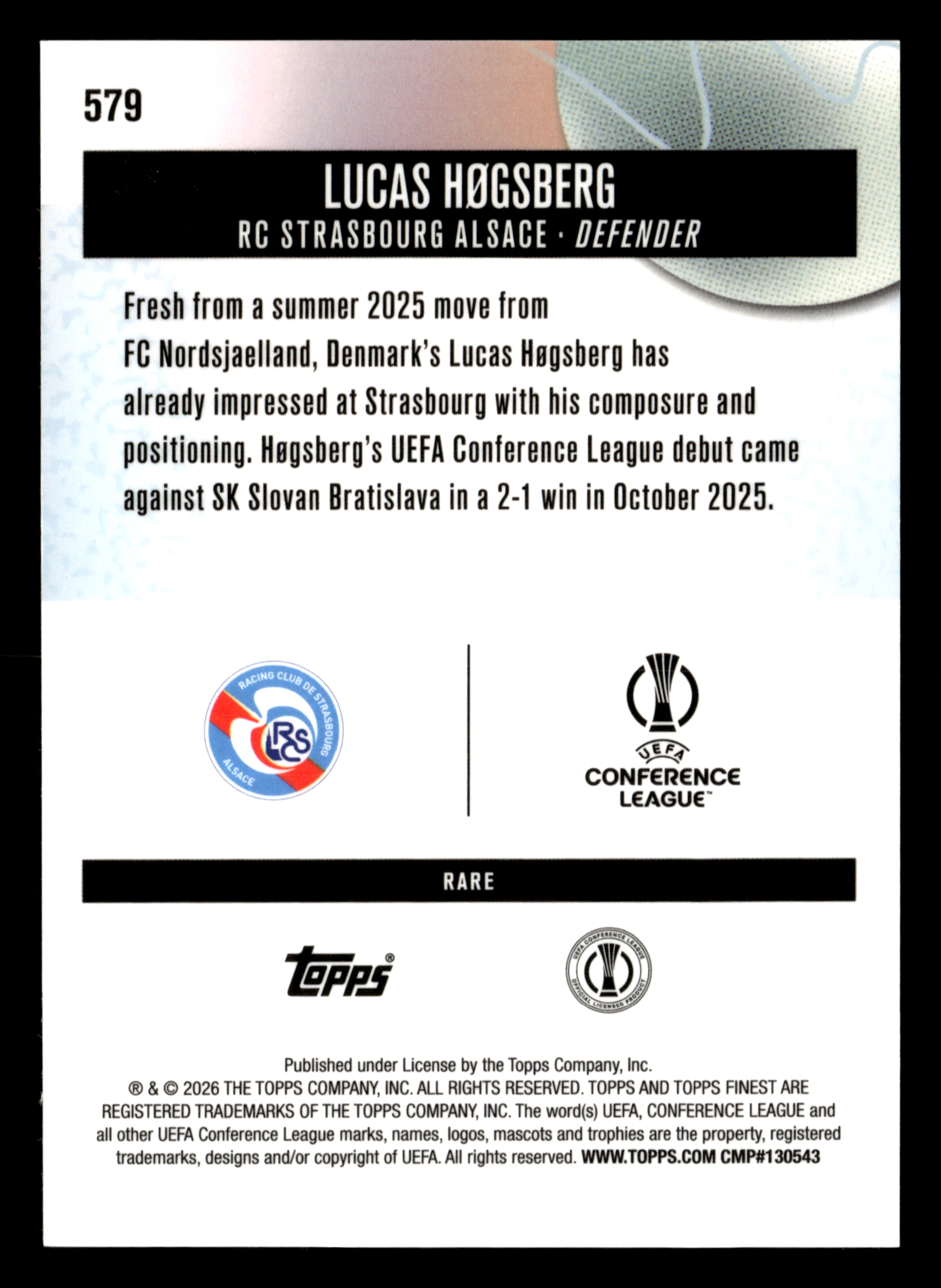 2025-26 Finest UCC #579 Lucas Høgsberg Blue Checkerboard Refractor #/49