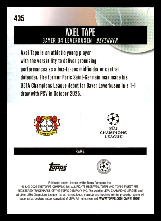 2025-26 Finest UEFA Club Competitions #435 Axel Tape Blue Refractor #/99