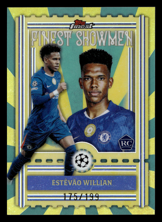 2025-26 Finest UCC #FS-23 Estêvão Willian Finest Showmen Aqua Refractor #/199