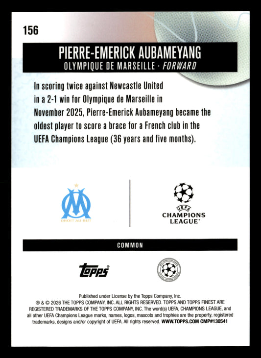 2025-26 Finest UCC #156 Pierre-Emerick Aubameyang Blue Refractor #/200