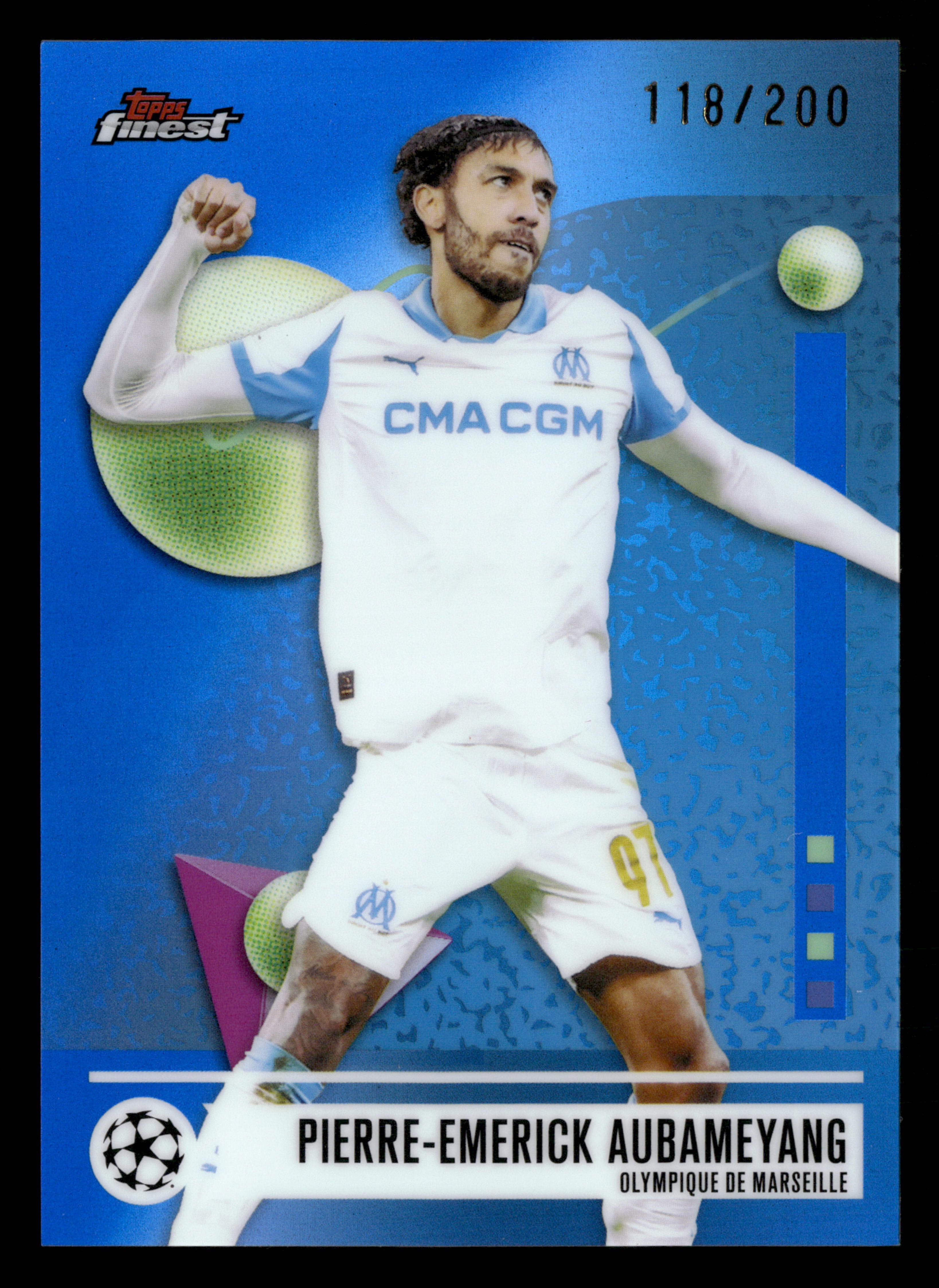 2025-26 Finest UCC #156 Pierre-Emerick Aubameyang Blue Refractor #/200