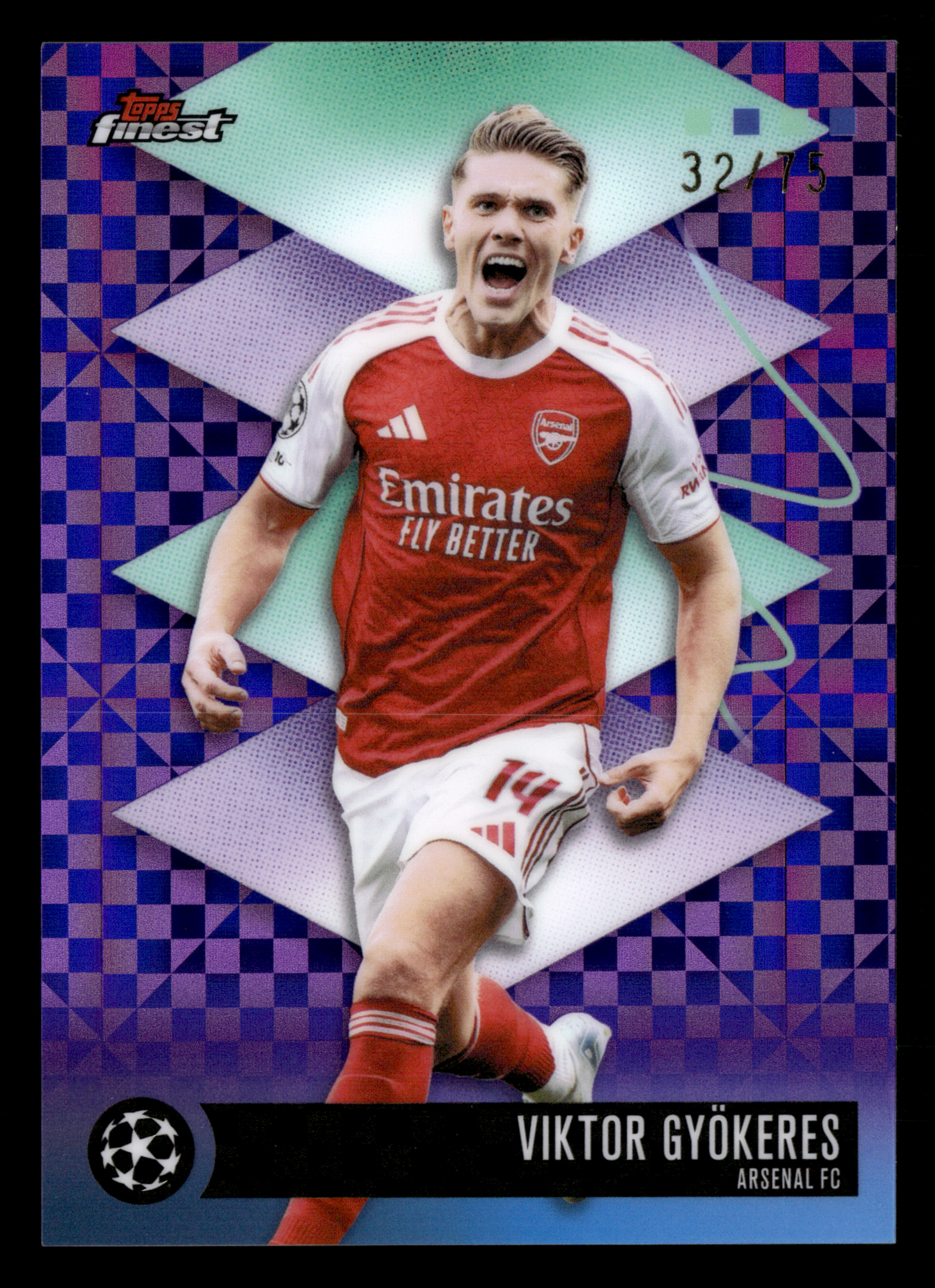 2025-26 Finest UCC #436 Viktor Gyökeres Purple Checkerboard Refractor #/75
