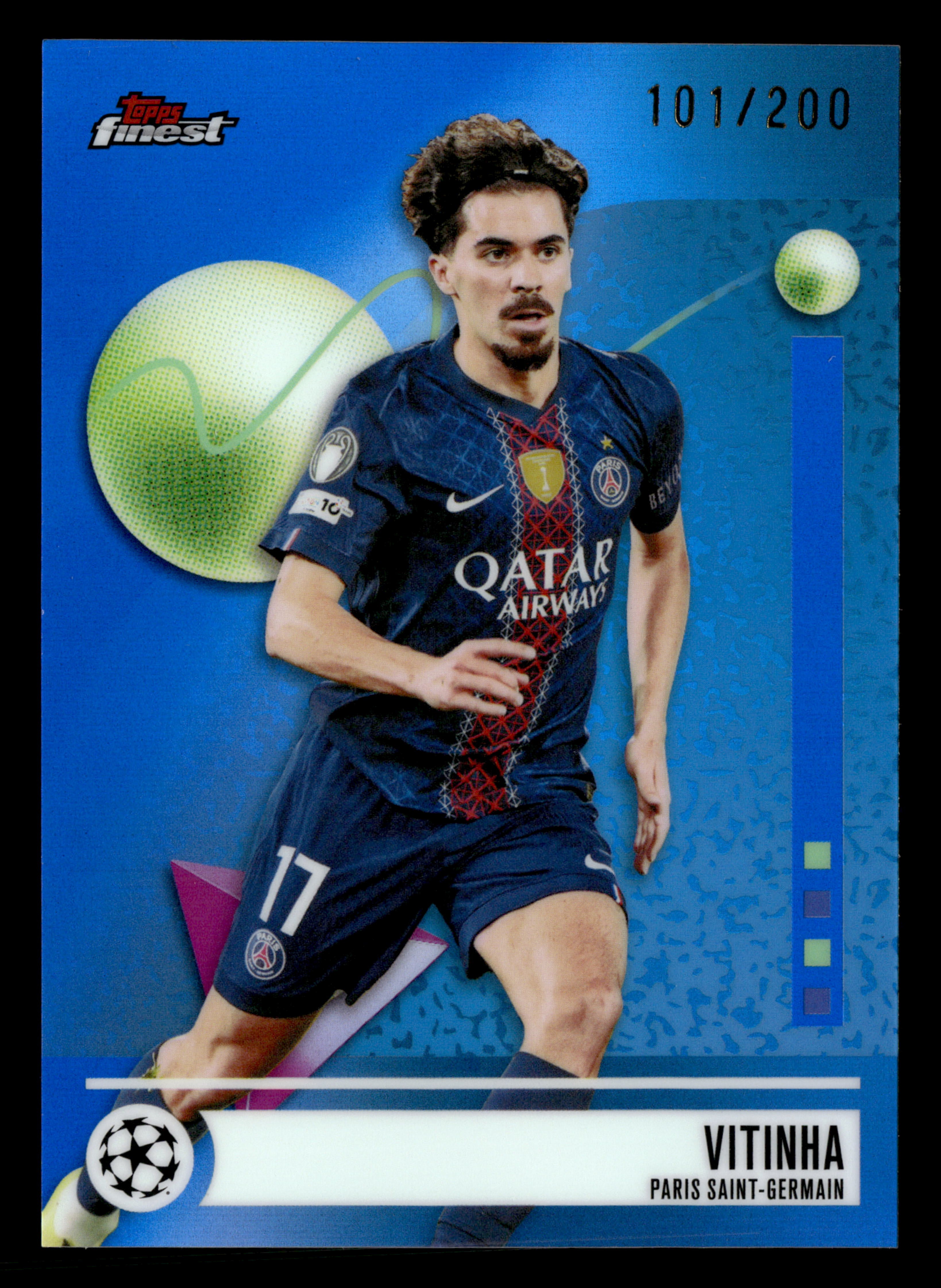 2025-26 Finest UEFA Club Competitions #135 Vitinha Blue Refractor #/200
