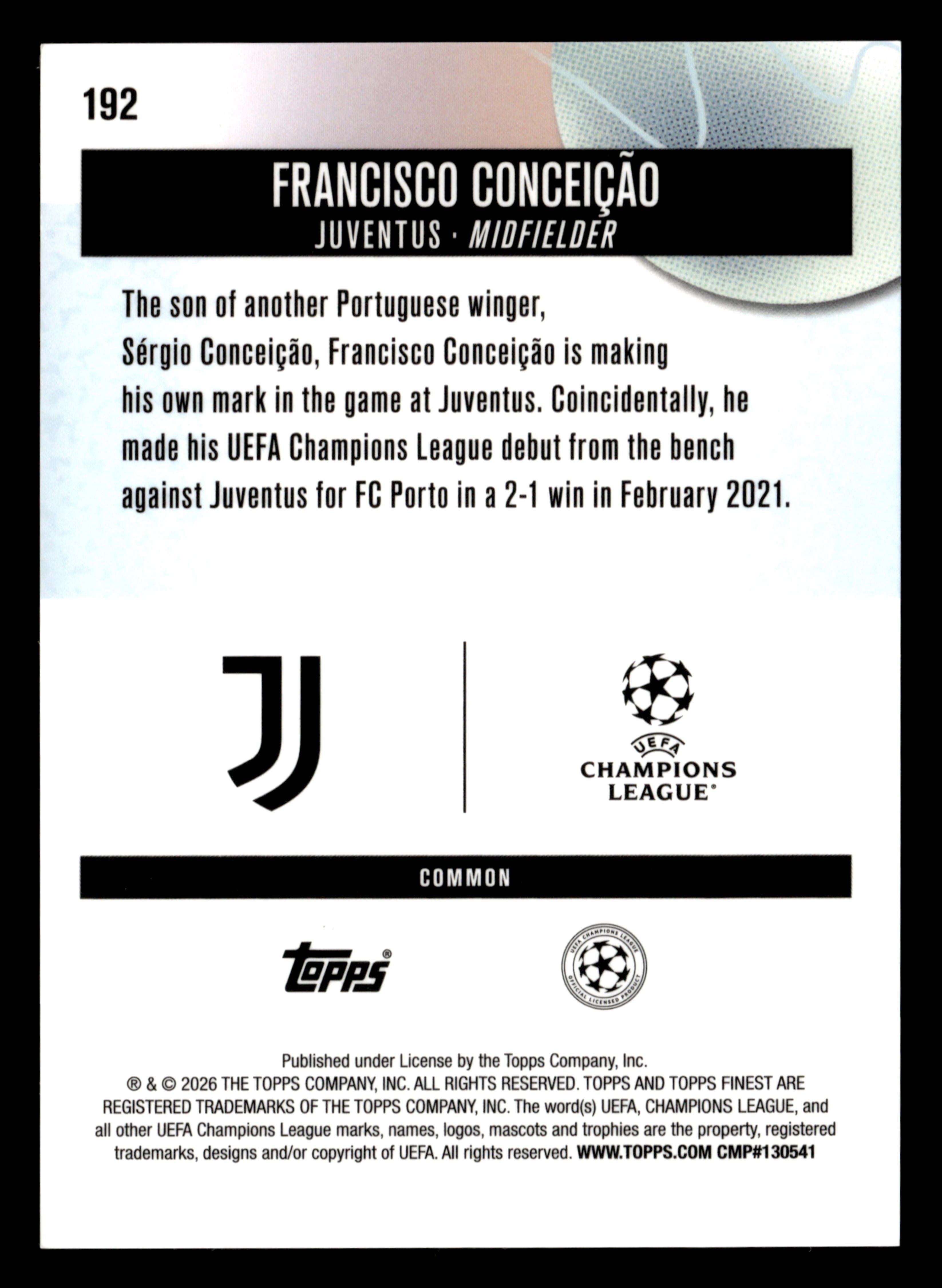 2025-26 Finest UCC #192 Francisco Conceição Green Refractor #/75