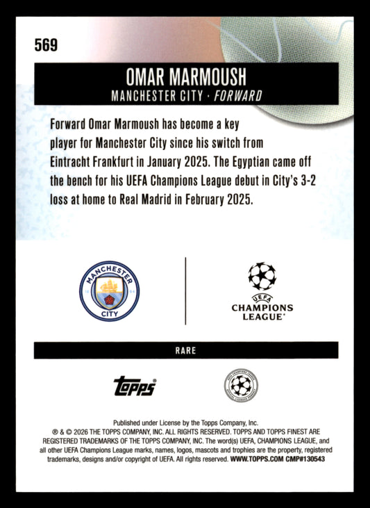 2025-26 Finest UCC #569 Omar Marmoush Blue Checkerboard Refractor #/49