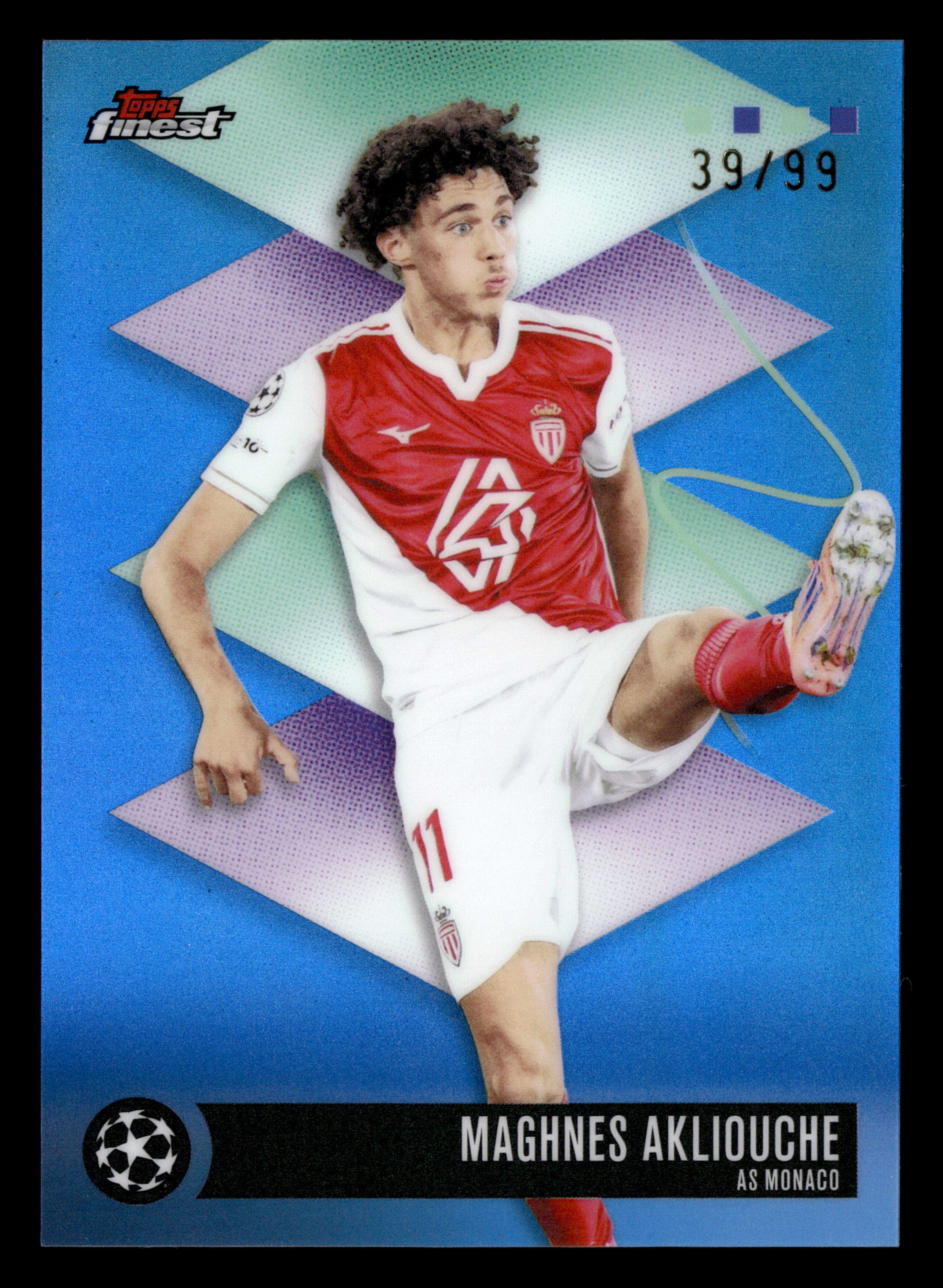 2025-26 Finest UEFA Club Competitions #458 Maghnes Akliouche Blue Refractor #/99