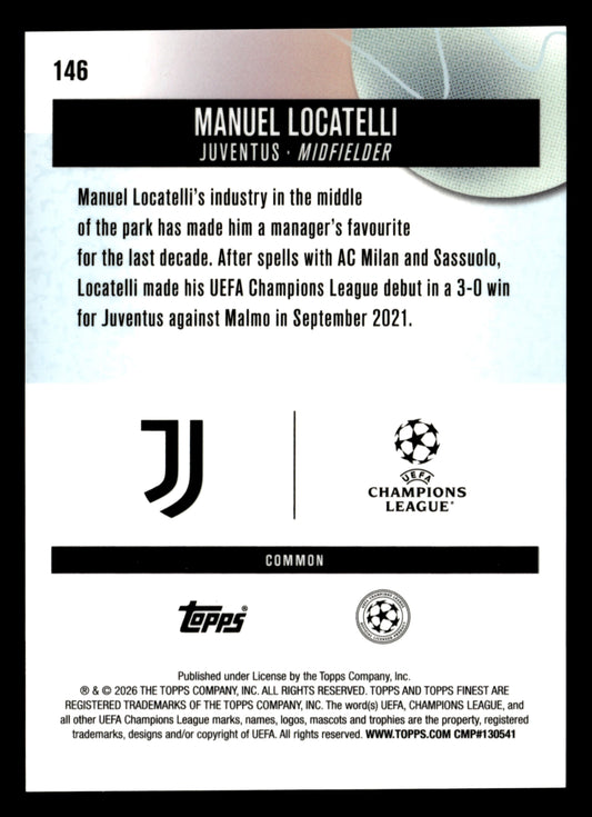 2025-26 Finest UEFA Club Competitions #146 Manuel Locatelli Blue Refractor #/200