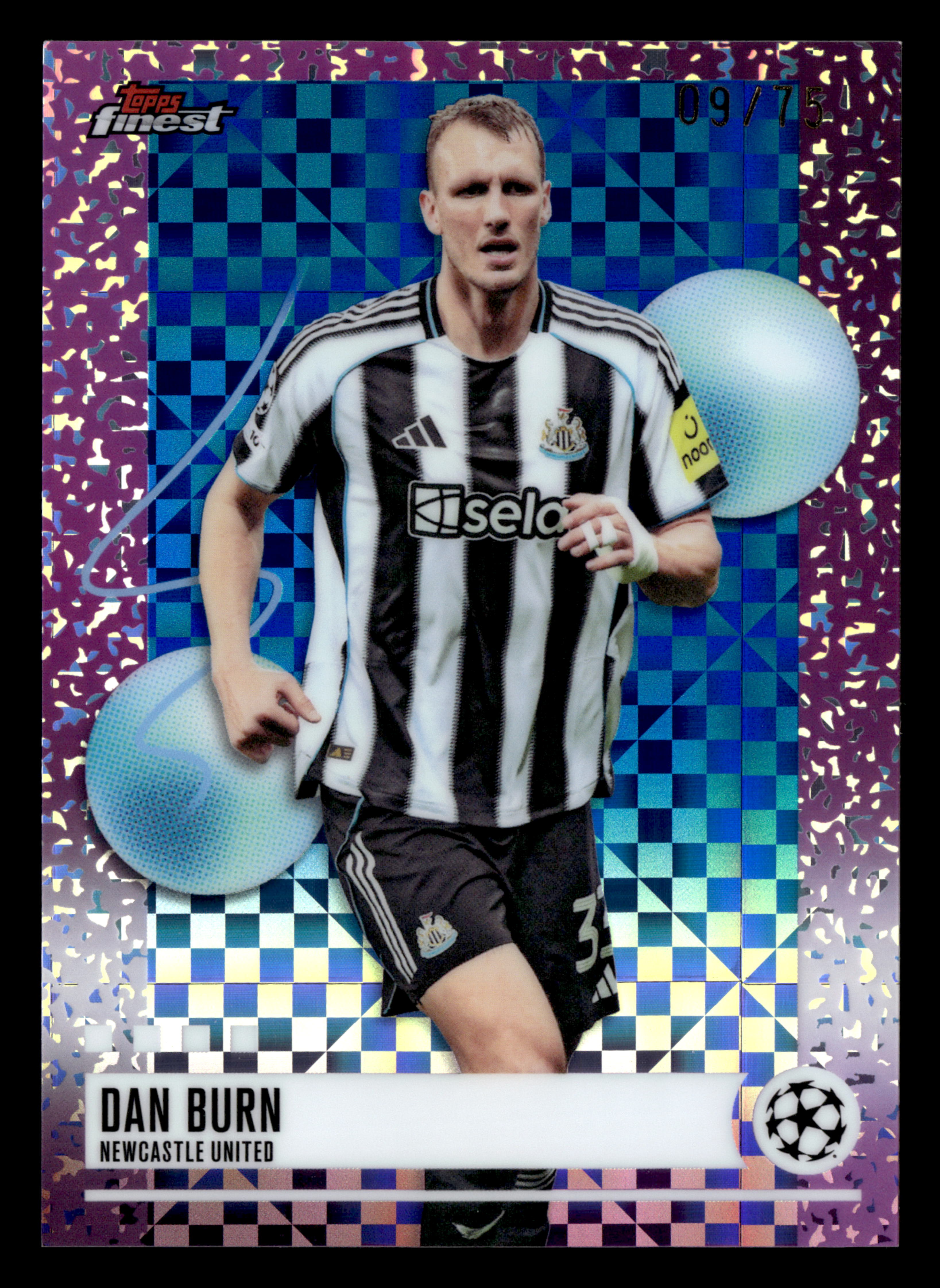2025-26 Finest UCC #400 Dan Burn Blue Checkerboard Refractor #/75