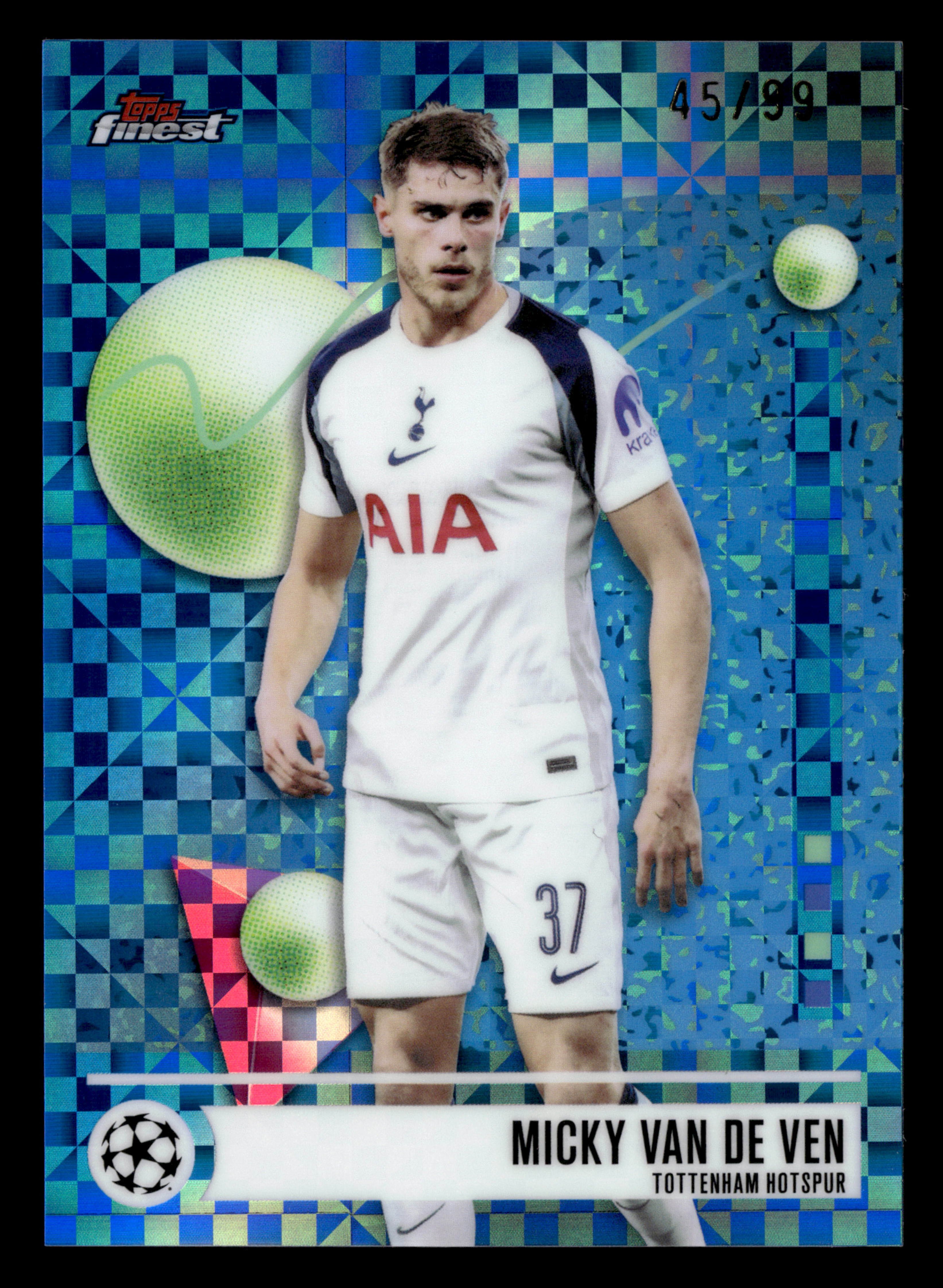 2025-26 Finest UCC #197 Micky van de Ven Blue Checkerboard Refractor #/99